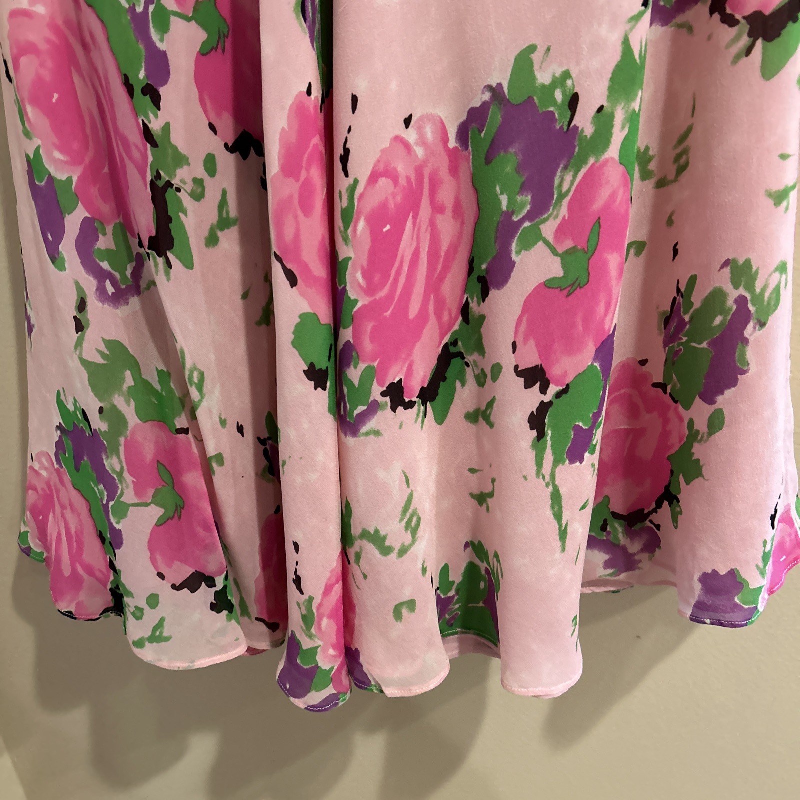 Judy Hornby Pink Floral Silk Skirt Sz Small