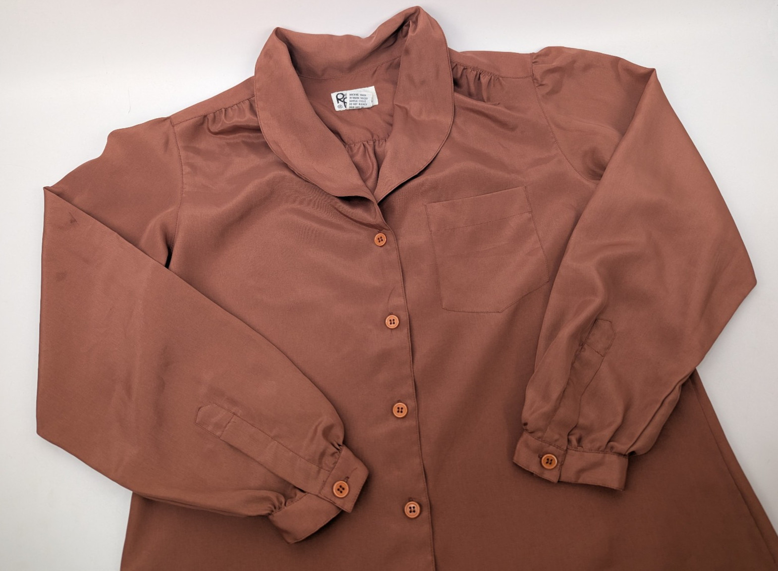 Vintage Regina Portee For Porterhouse Button Down Blouse Rust Size 14 Polyester