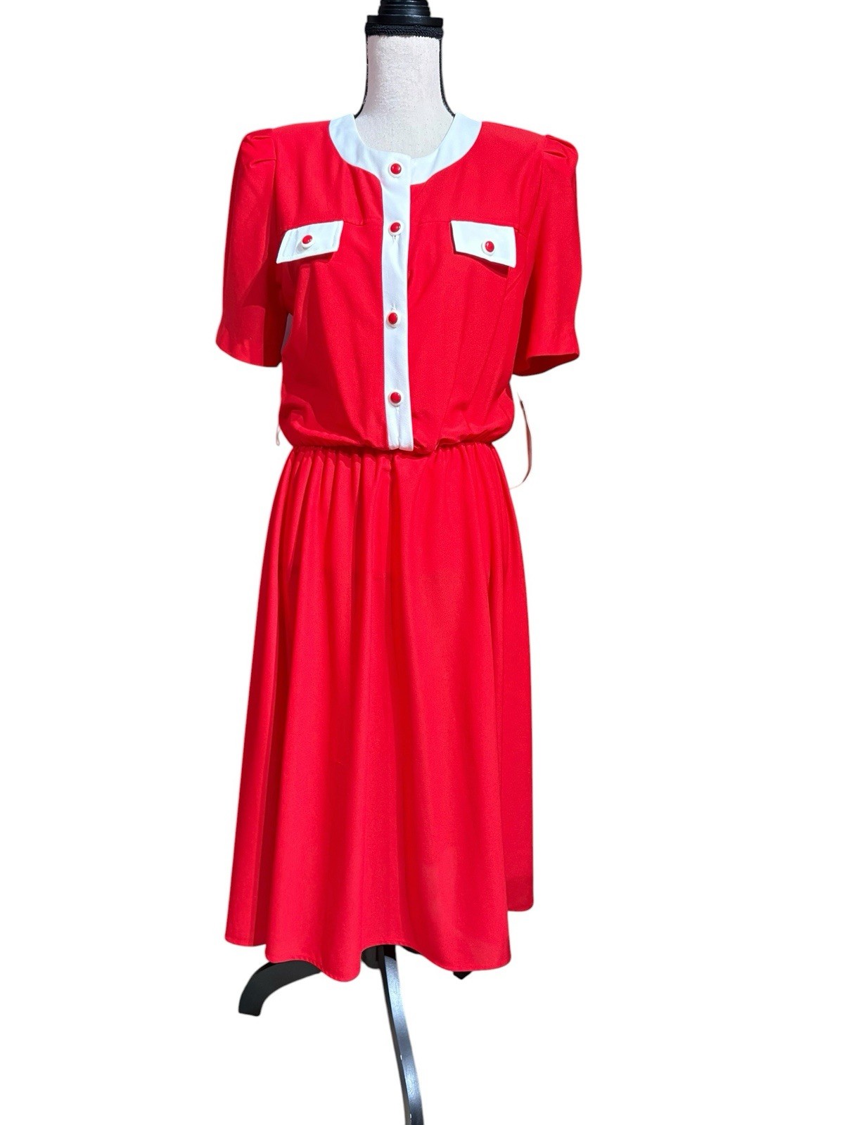 Vintage NEW Tabby Of California Red Dress Retro 70s (missing Belt) Sz 12 USA
