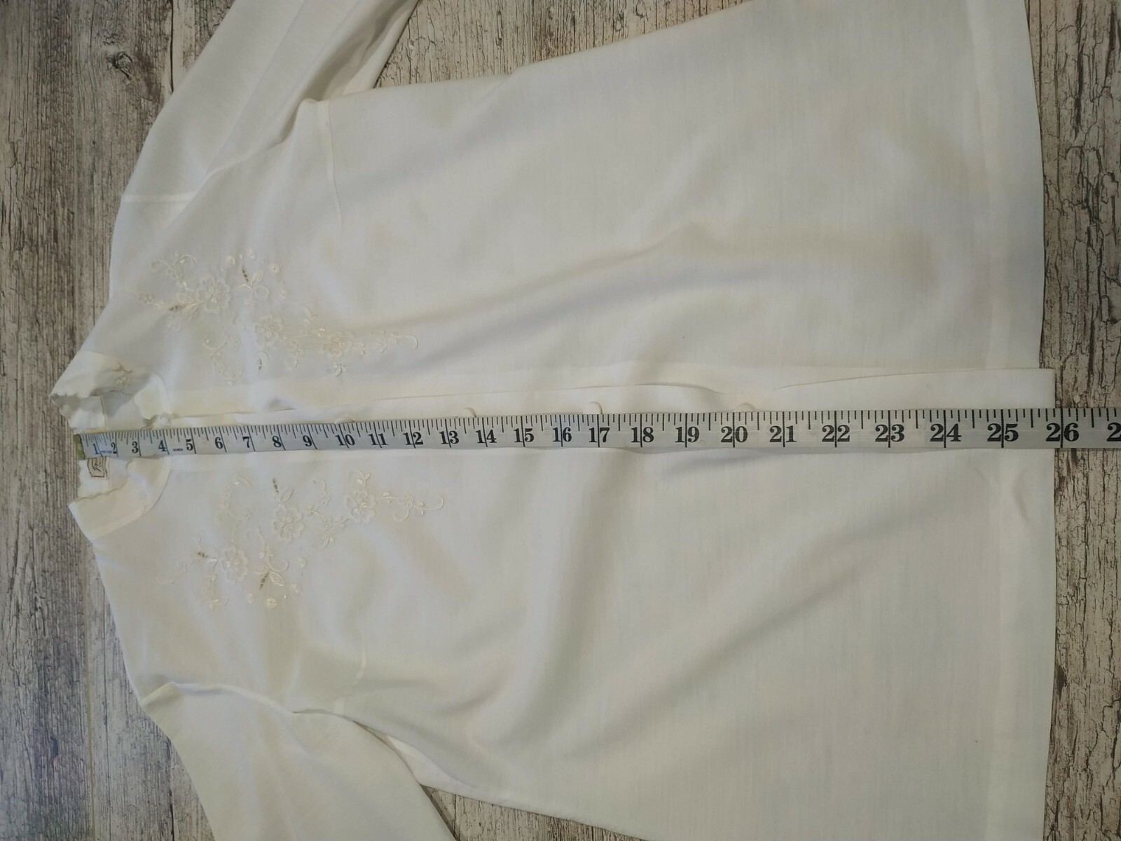 VINTAGE 60’s White Polyester Blend Blouse Embroidery Tramo Switzerland Size 38