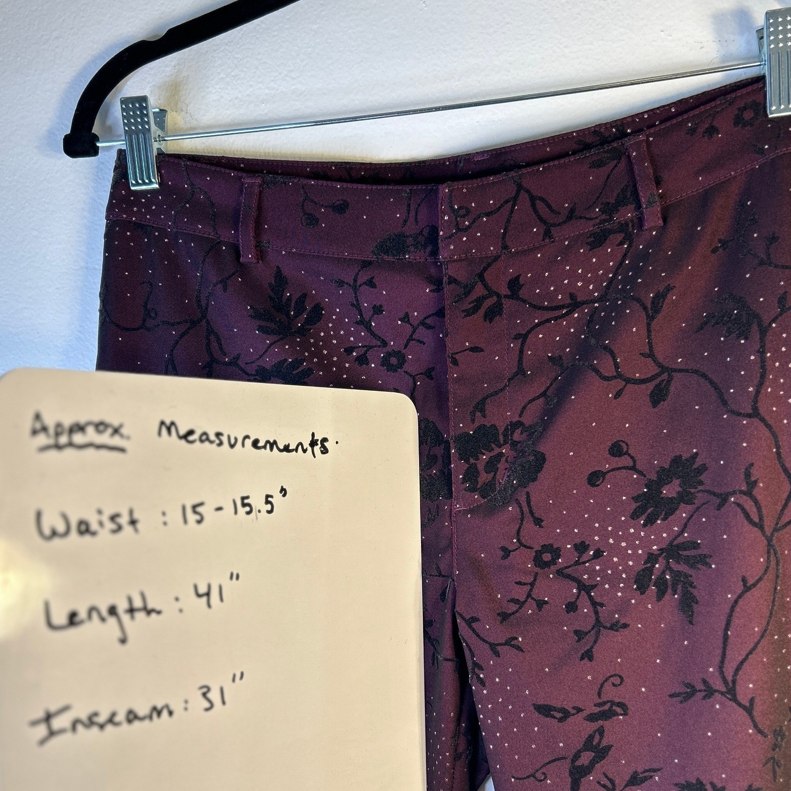 Vintage GUESS USA Velvet Burn-Out Glitter Pants Y2K Bootcut Size 31 Witchy Rare