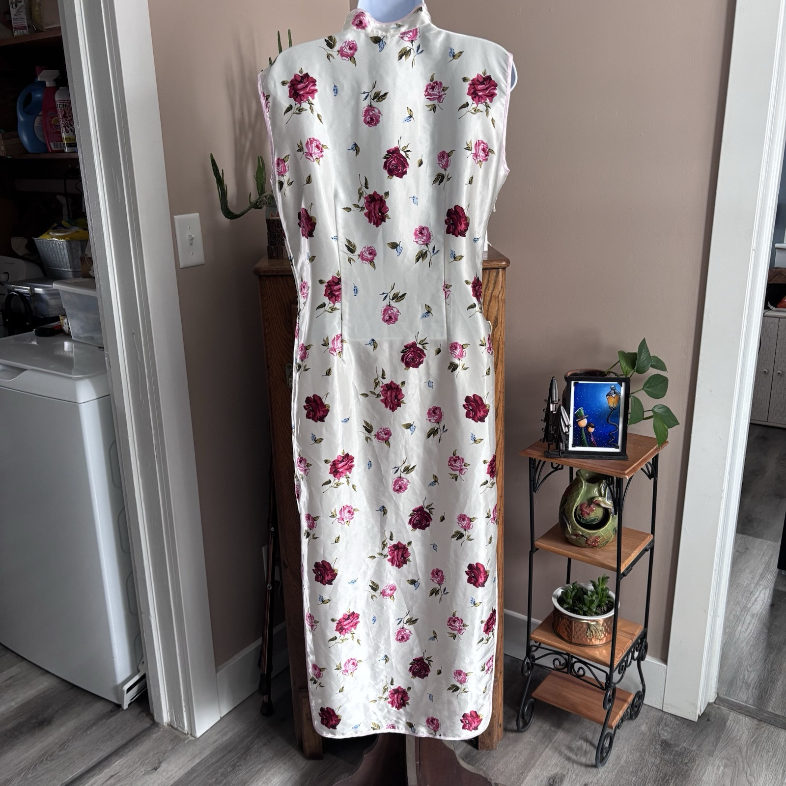 100% Silk Maxi Nightdress Dress Gown By Plants Floral Cottagecore Fairycore *