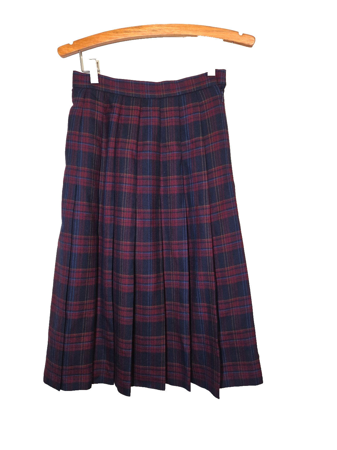 Vtg James Pringle Inverness Scotland Women’s Skirt Red Black Plaid Pleated UK 10