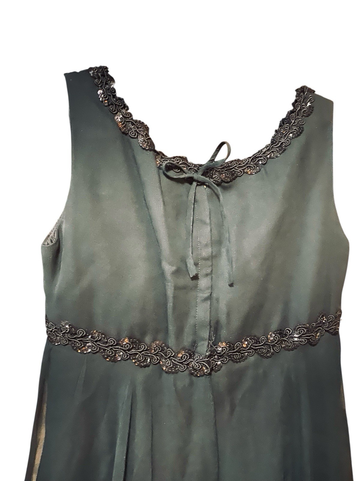 Vtg 1960’s SABA Jrs California Black Chiffon Beaded Babydoll Dress Sleeveless
