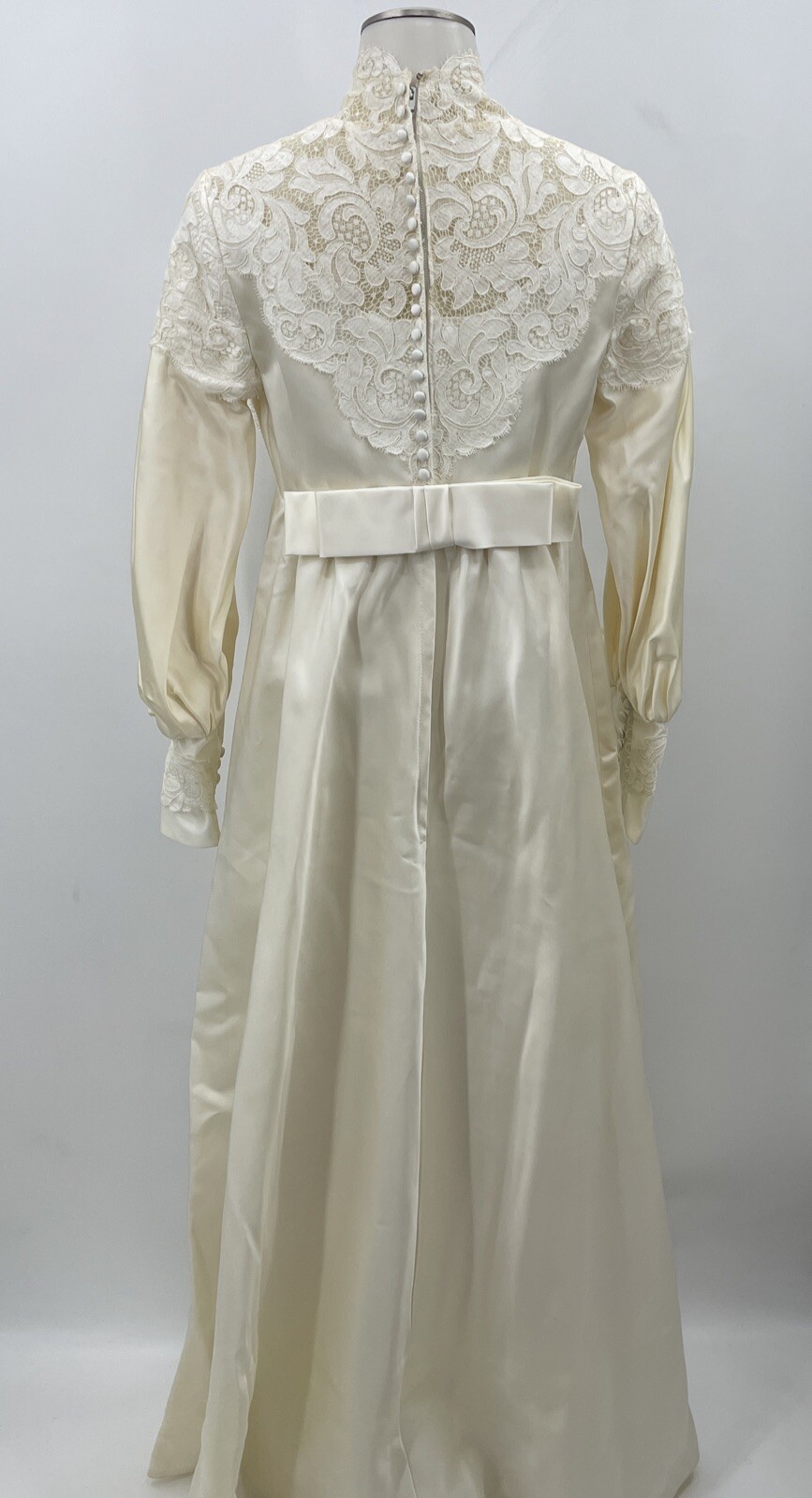 1950s Vtg Edythe Vincent Alfred Angelo Ivory Lace Long Sleeve Wedding Dress