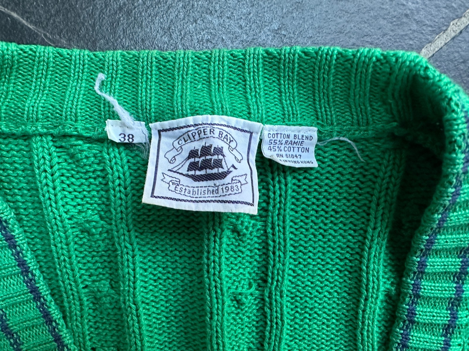Vintage 1990s Green Ramie and Cotton V Neck Cardigan Sweater Clipper Bay