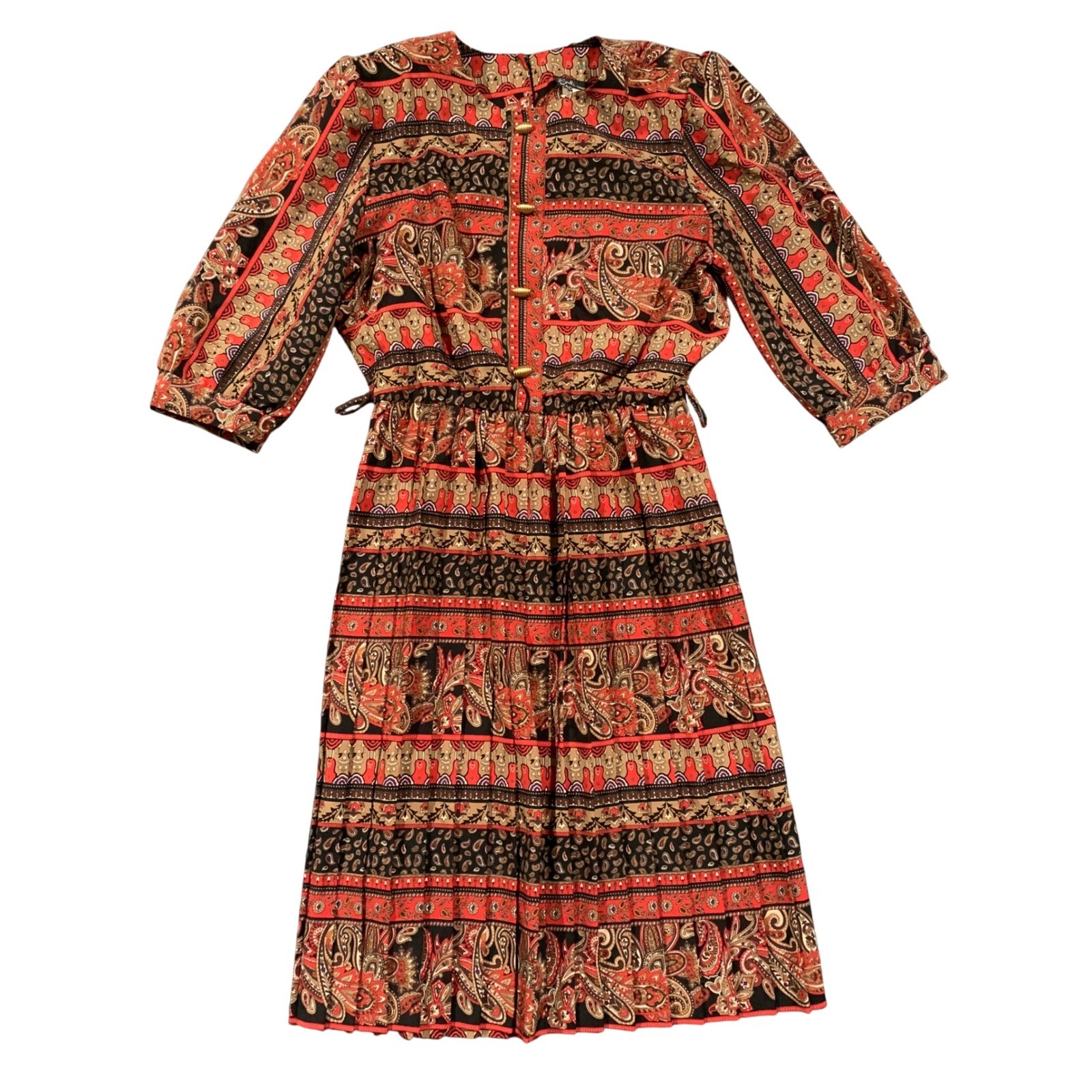 Vintage Breli Originals Midi Dress Size 14 Bohemian Folk HIppie Eclectic Praire