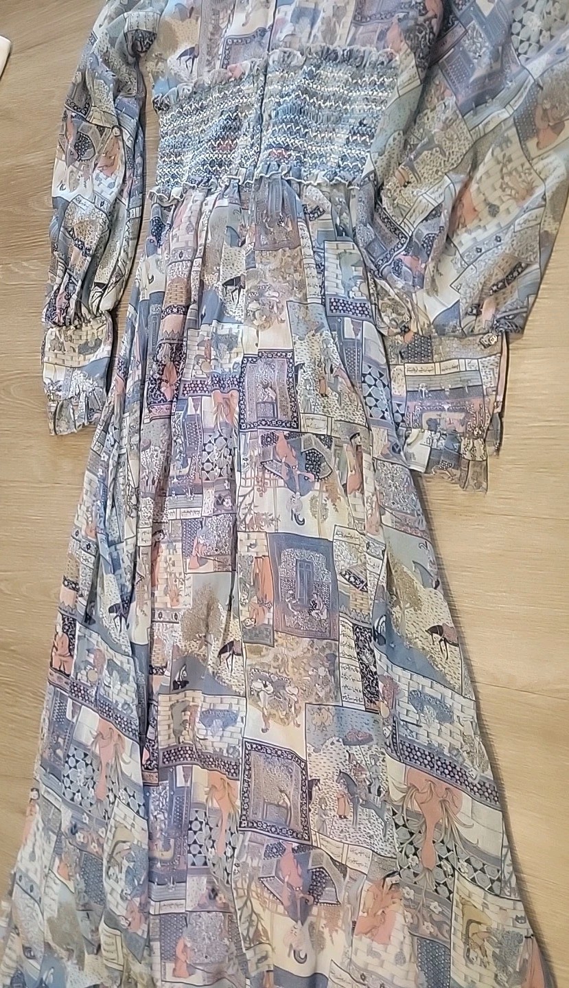 John Charles London Vintage Silk Lined Long DressGown Made England Size 12 Asain