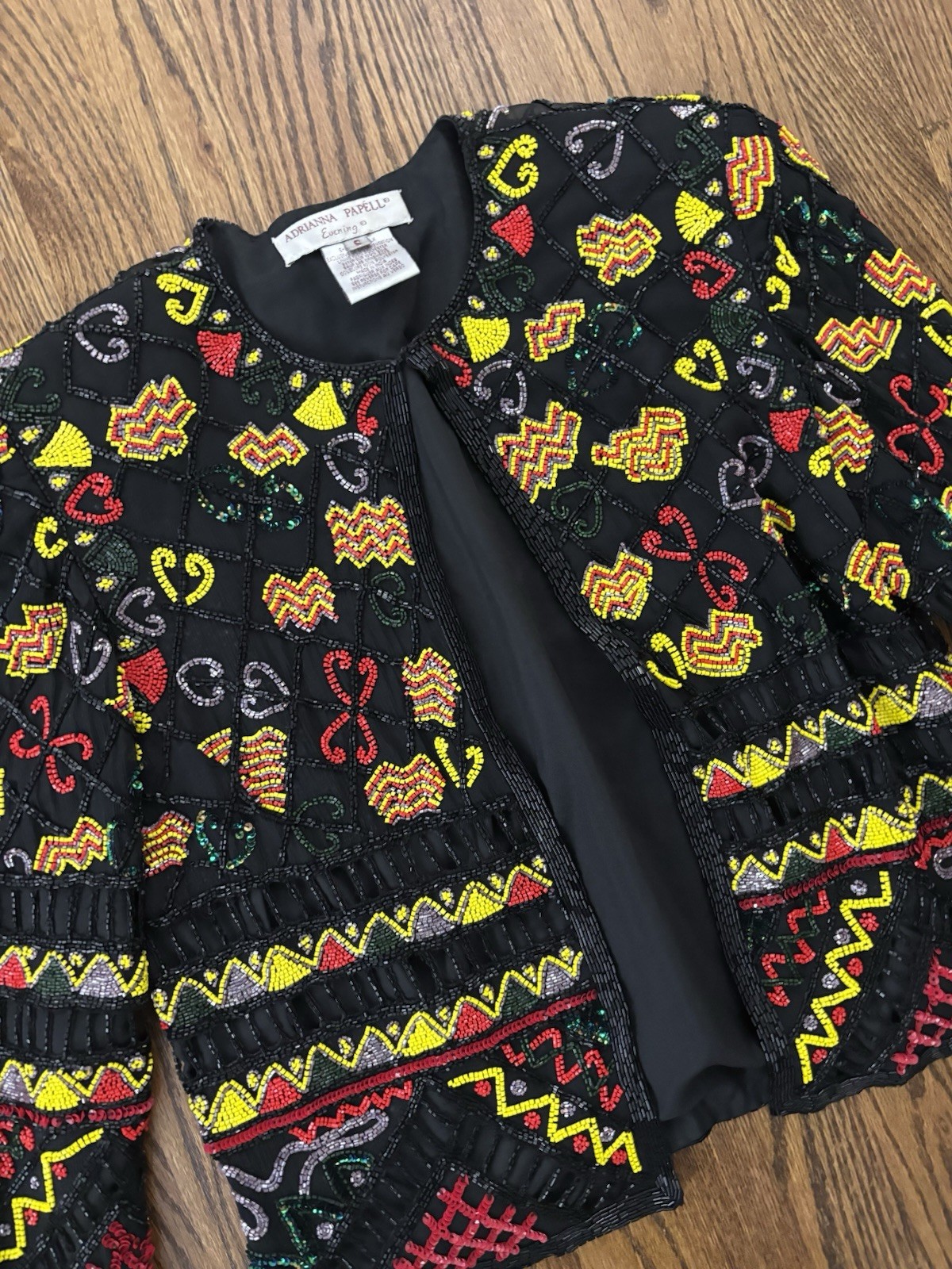 Vintage Beaded Sequin Cropped Trophy Jacket Bolero Southwestern Cactus Mexico