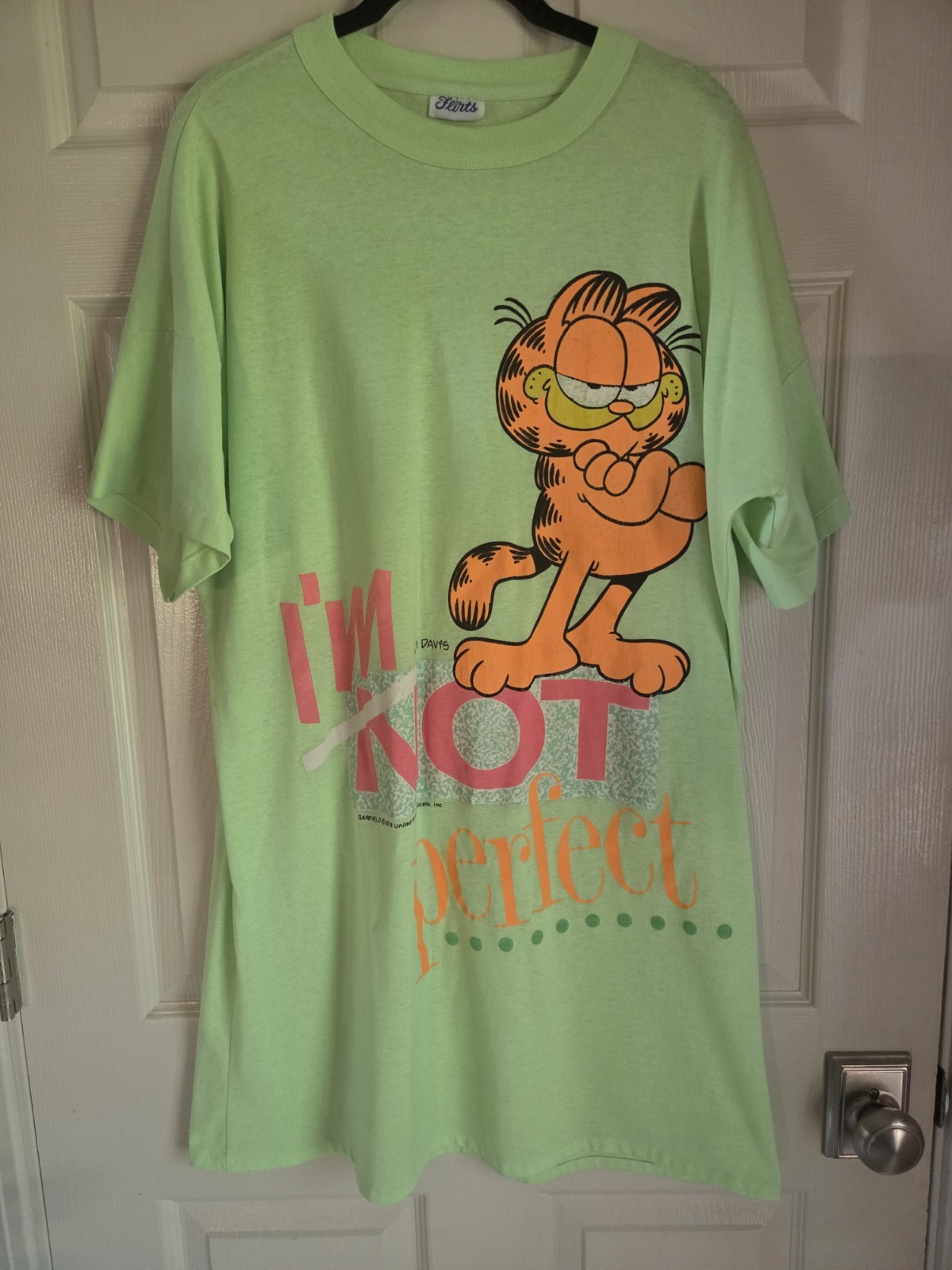Rare Vintage 70s Jim Davis Garfield Neon Single Stitch Sleep Shirt