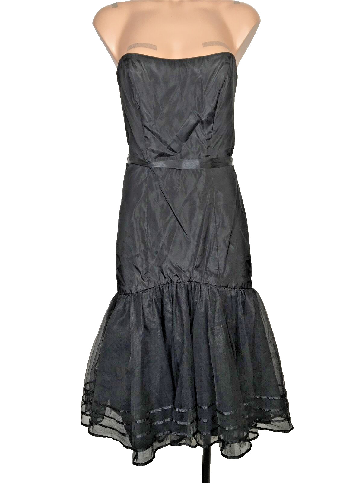 Vintage 80s Lazaro tulle black cocktail prom Mermaid dress 6 Drop Waist Party