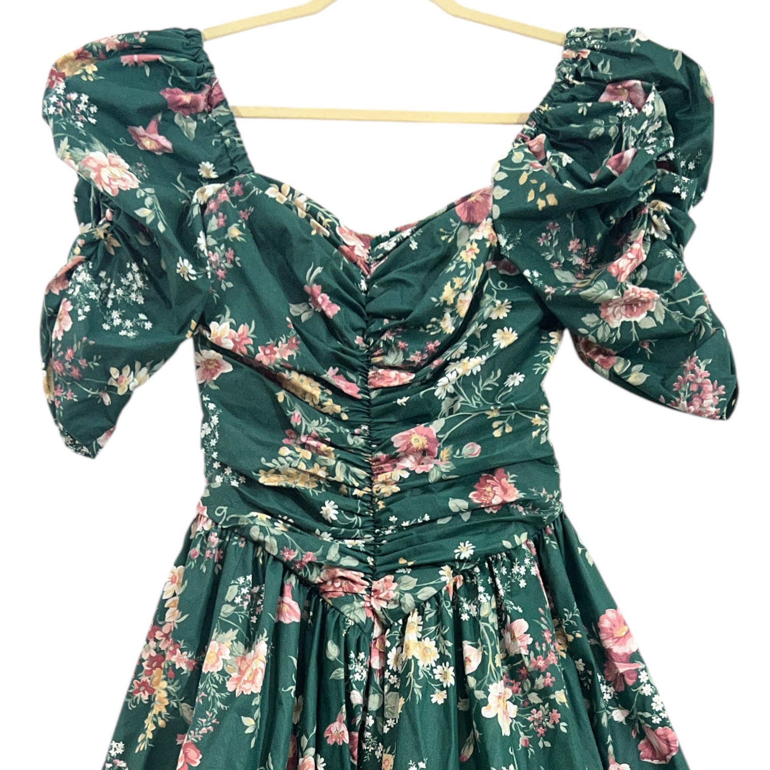 Vintage 80’s Loralie Floral Cottagecore Dress Green Size 10 Pre-Loved