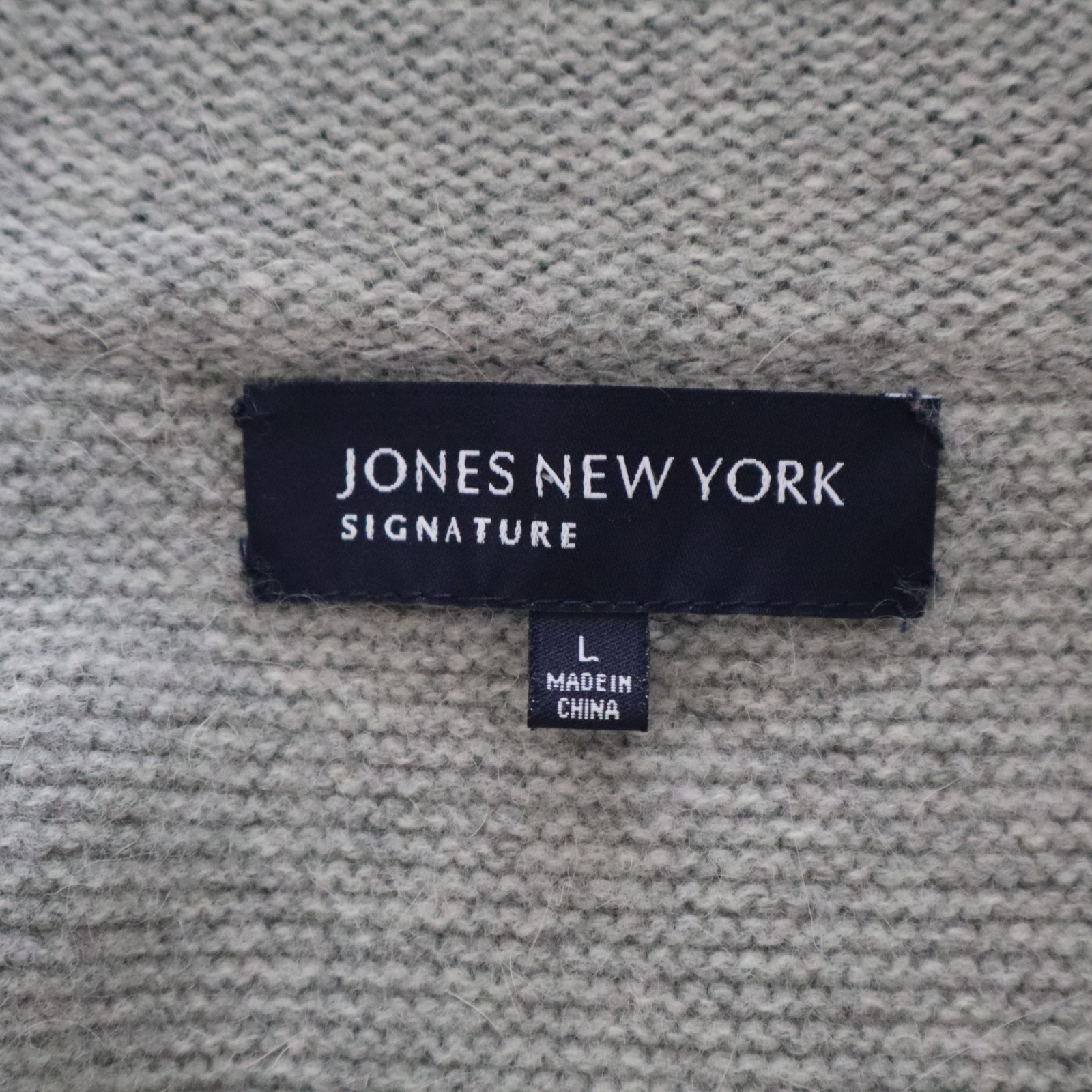 Vtg Women’s Jones New York Cardigan Sweater Heather Gray, Black Sz Lg