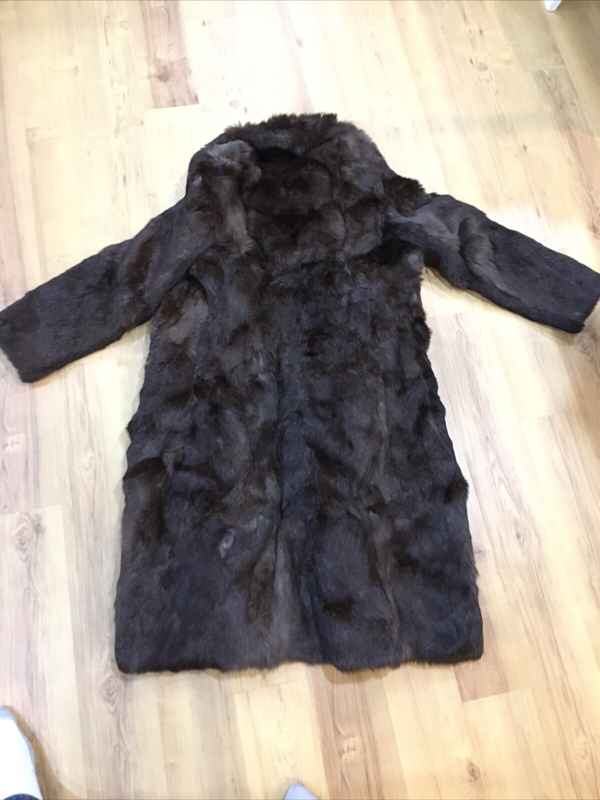 VTG 1970s Ladies Genuine Brown Real Coney Rabbit? Fur Winter Coat Size 16