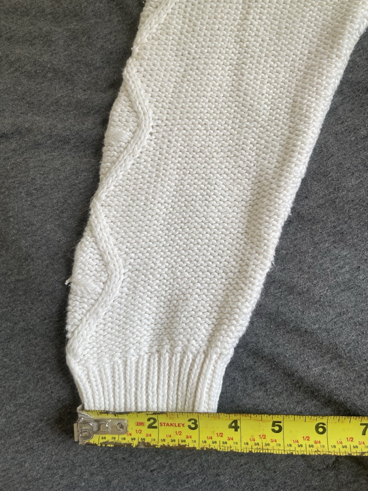 VTG Sugar Co. Ltd. Patchwork Cable Knit Hoodie Sweater In White Sz M