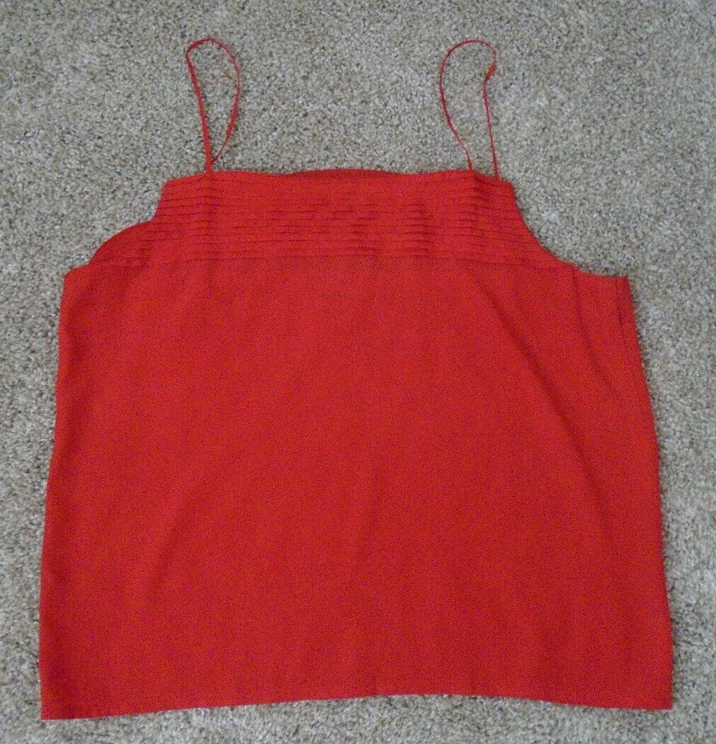 Vtg Bethany Bright Red Polyester Tank Top Size 7/8 Made in USA!