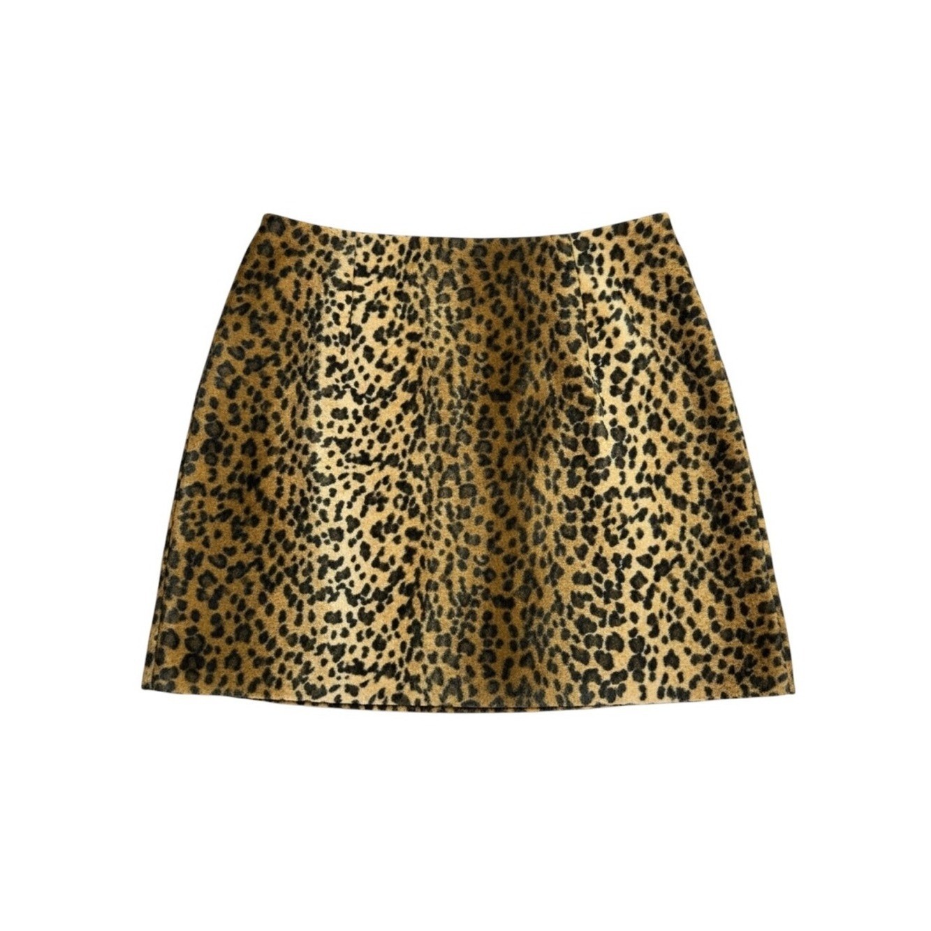 Vintage Hugo Buscati Collection Velvet Leopard Print A-Line Mini Skirt Size 4