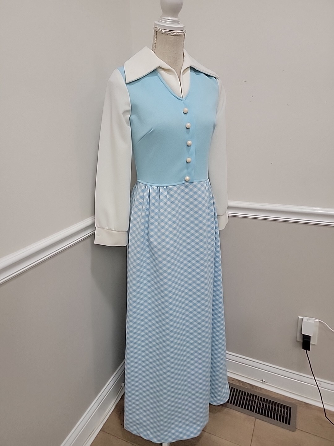 Vintage Mod hostess Dress /Maxi/Mid Century Modern /Hippie Dress