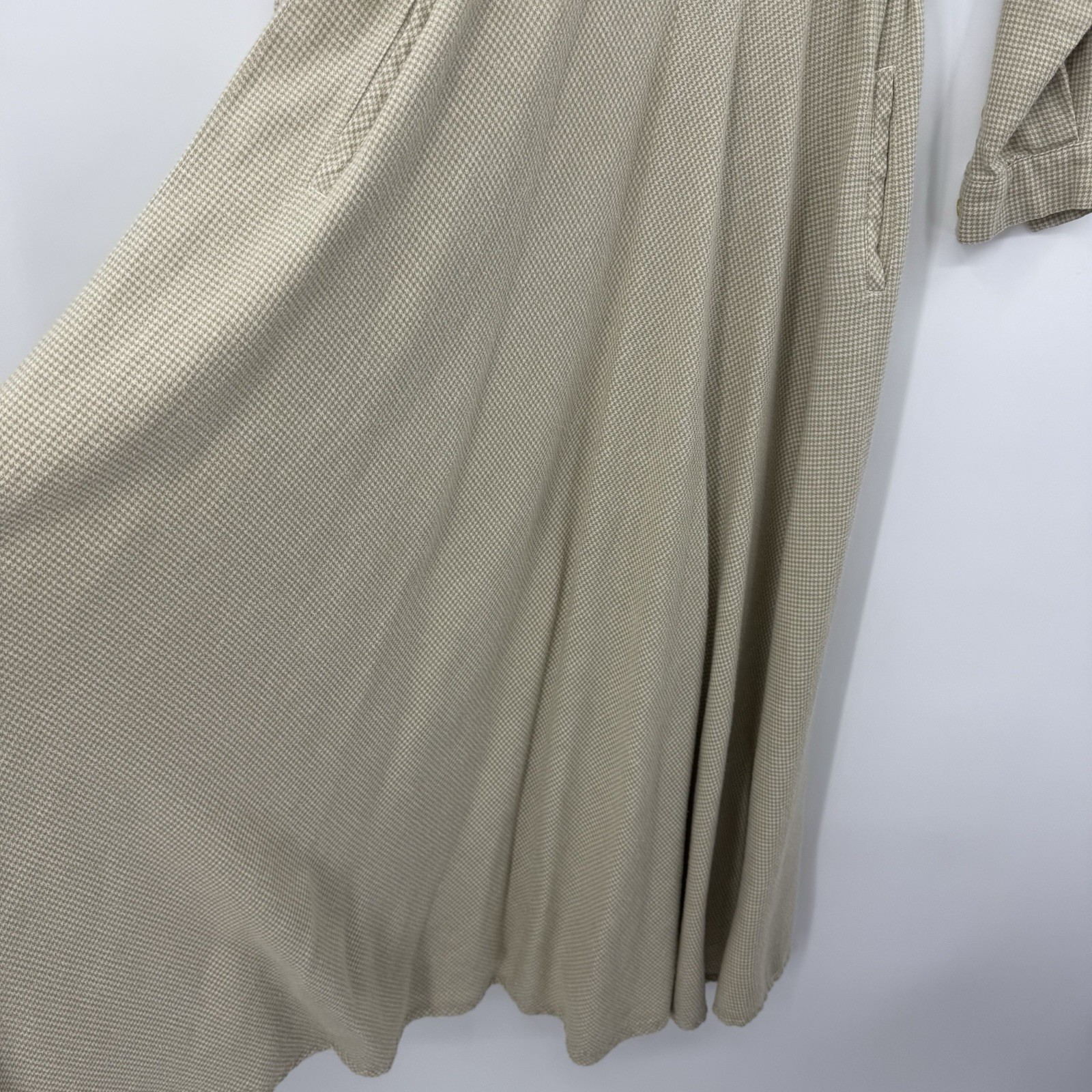 Vintage Banana Republic Safari Midi Dress Sz S Khaki Houndstooth Modest 1987
