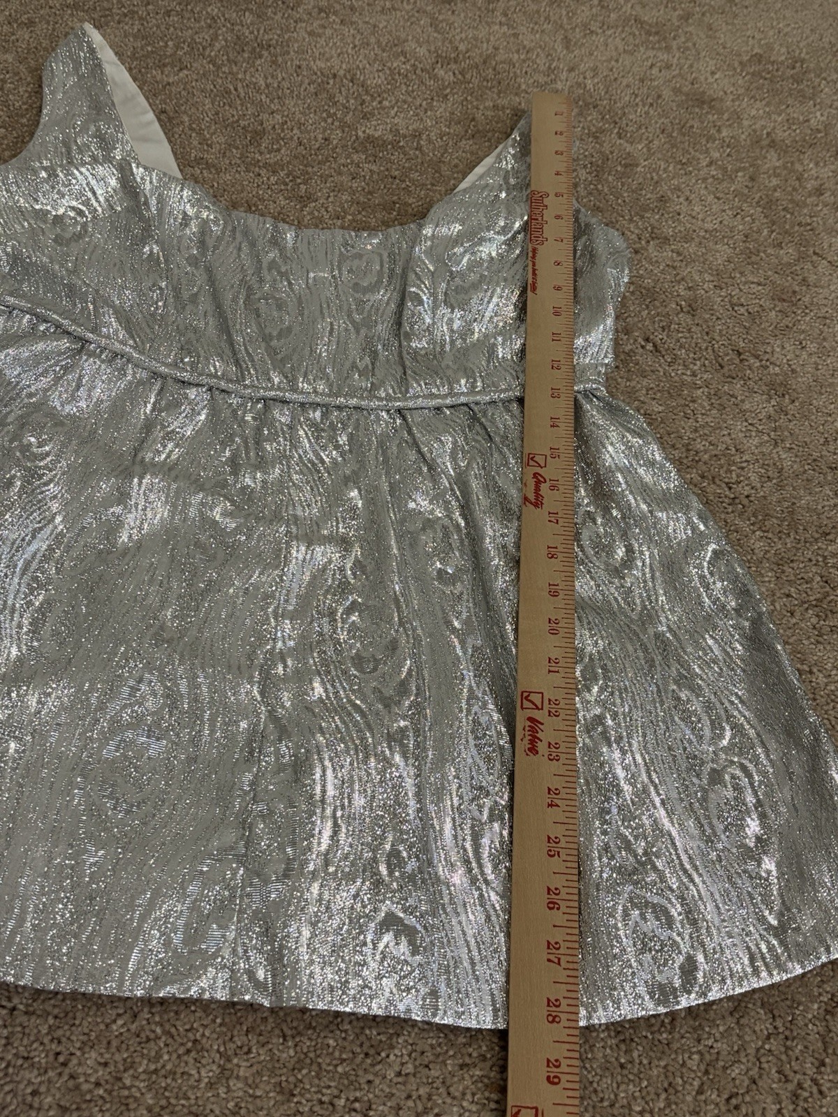 Vintage 70s Handmade Fashioned By Miriam Size M/L Metallic Mini Glitter Dress