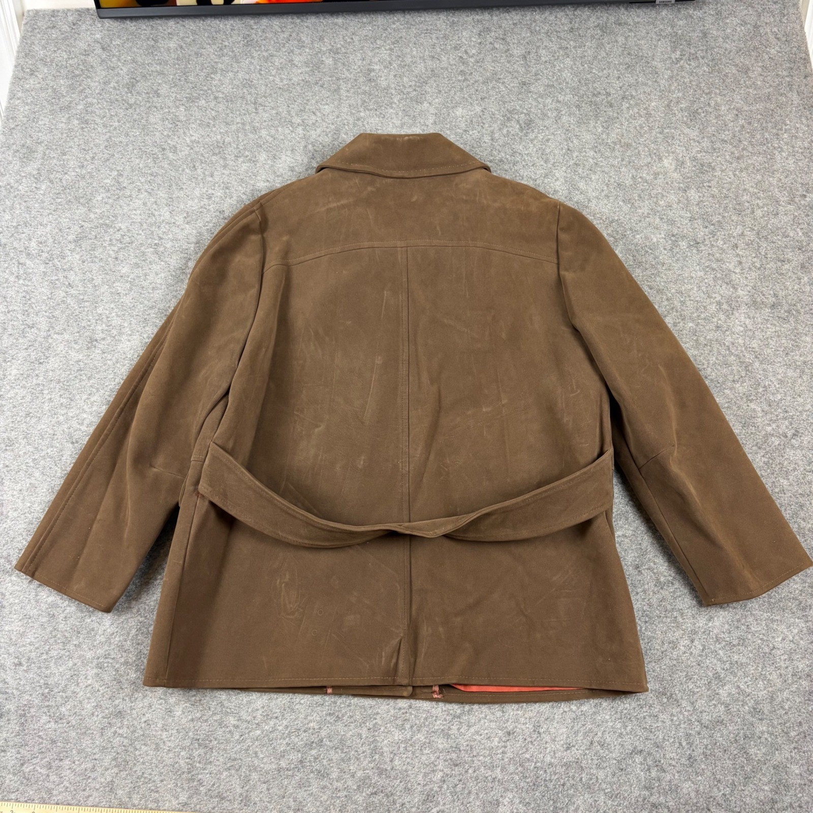 Sears Napoli Suede Jacket Womens Brown Faux Suede Vinyl Vintage 70s Coat