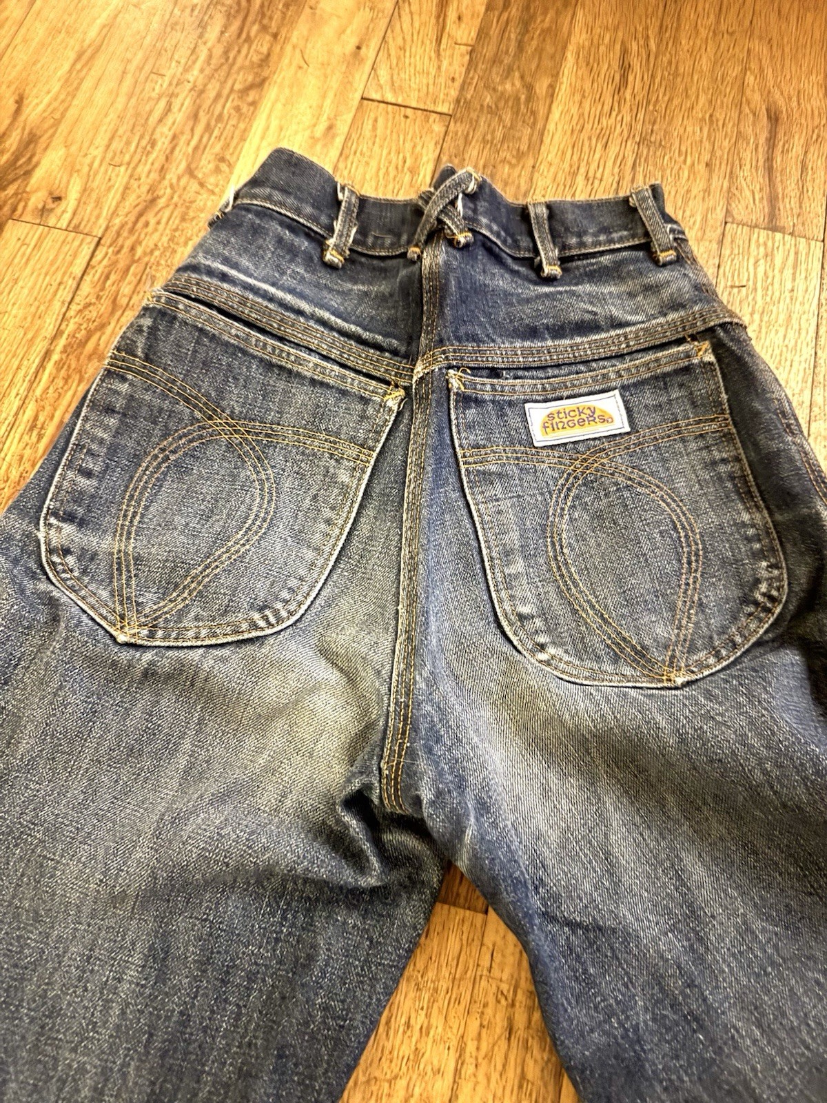 Vtg 1980s Denim Jeans Sticky Fingers GenX Retro 1980s High Rise Wide Leg Small