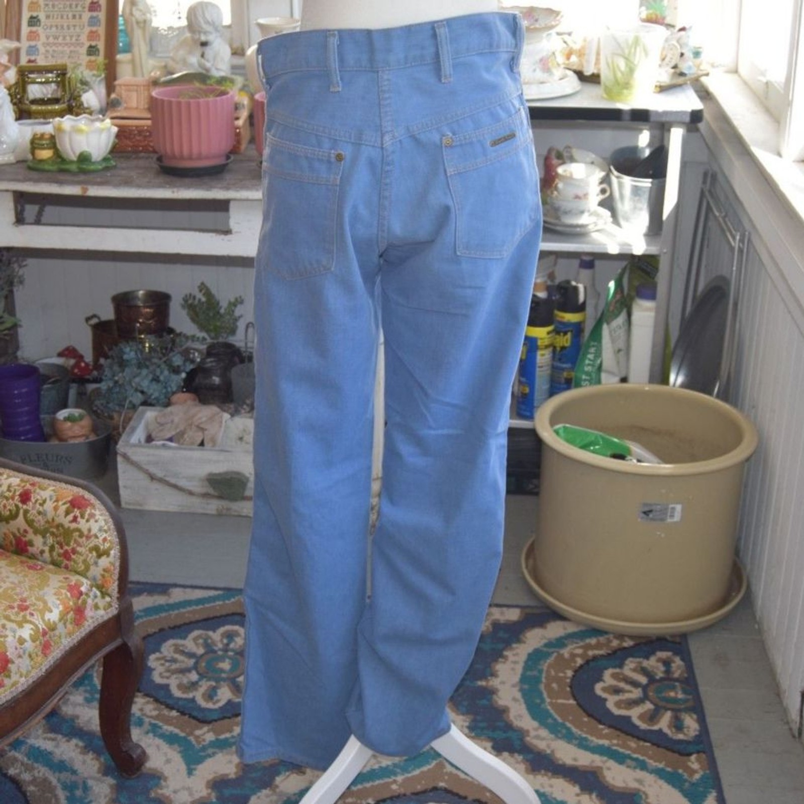 Vintage 70s Tour de France Light Blue Denim Jeans France 30×31 Mod