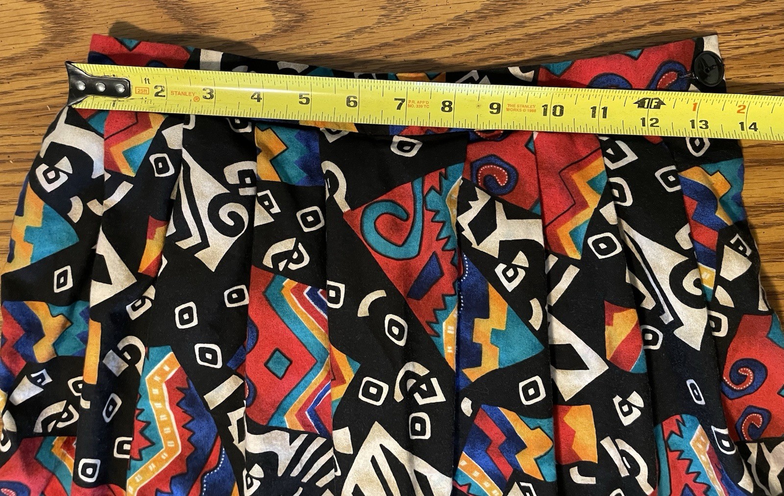 Vtg 1980s Worthington Colorblock New Wave Memphis Pattern A Line Midi Skirt 10