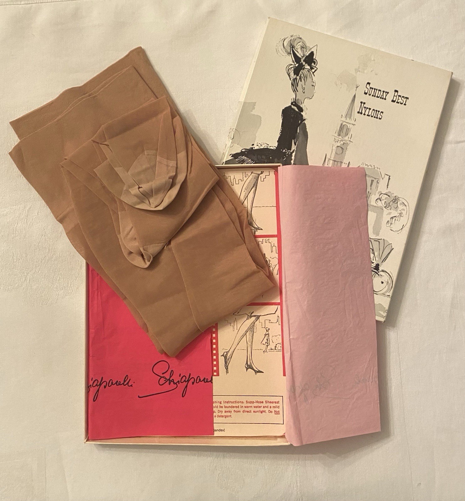 Vintage Seamless RHT Nylon Stockings In Sunday Best Box Possibly Schiaparelli