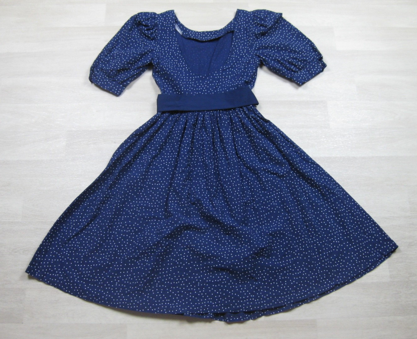 Vintage 80s does 50s Benson & Smith Midi Dress (S) Polka Dot Housewife Low Back