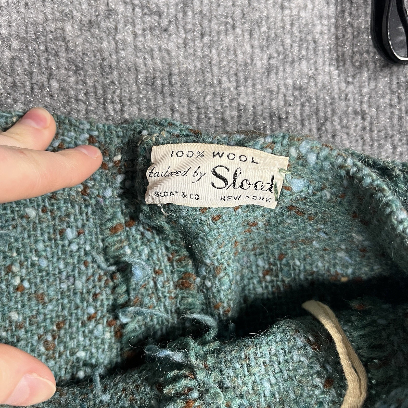 VINTAGE 60s Sloat Wool Blue Tweed Skirt Flat Cottagecore Secretary Work NY Small