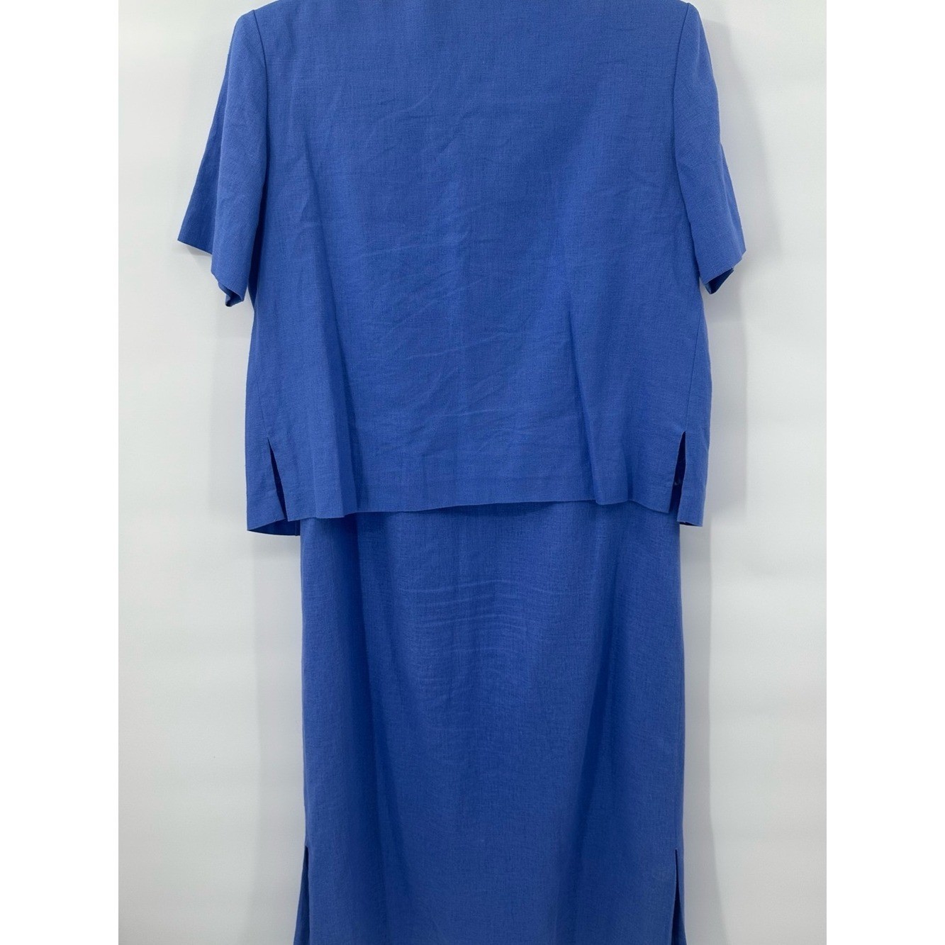 Vintage 90s Positive Attitude Blue Linen Blend Dress Jacket Set 6 NWOT 1180