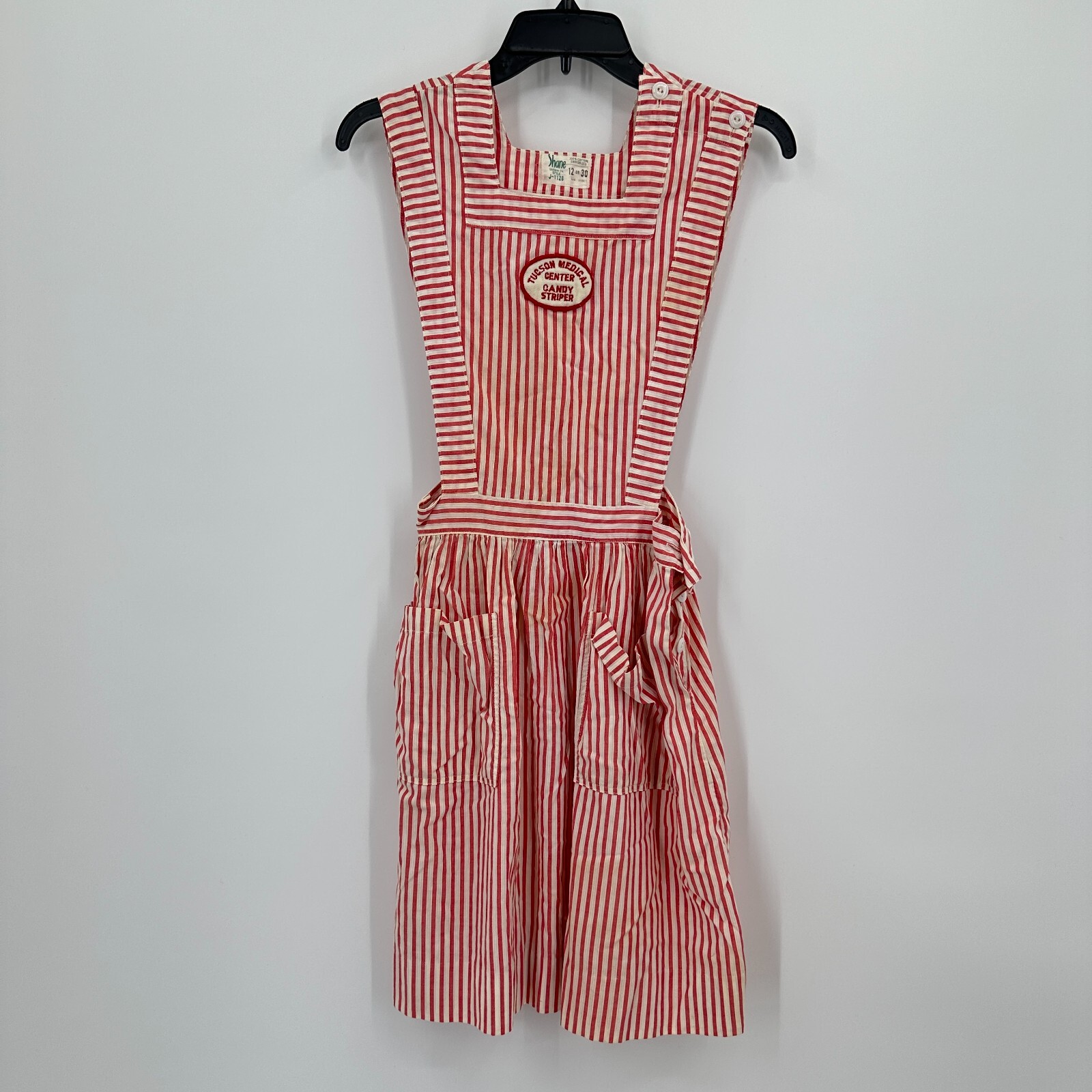 Vtg Shane Uniform Co Candy Striper Dress 12 Red Tucson Medical Center Sanforized