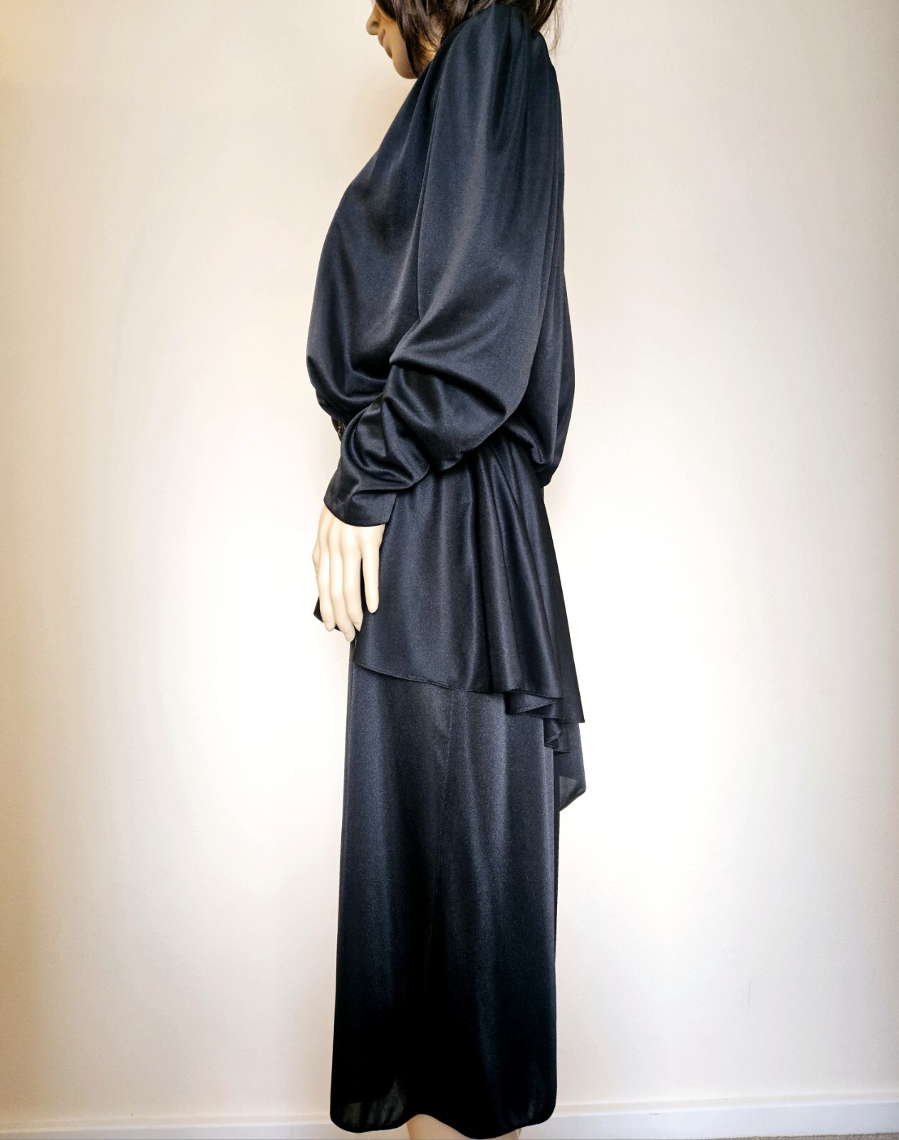 Vintage BOSTON MAID Rich Widow Black Sequins Peplum Cocktail Dress 12 M 8 10
