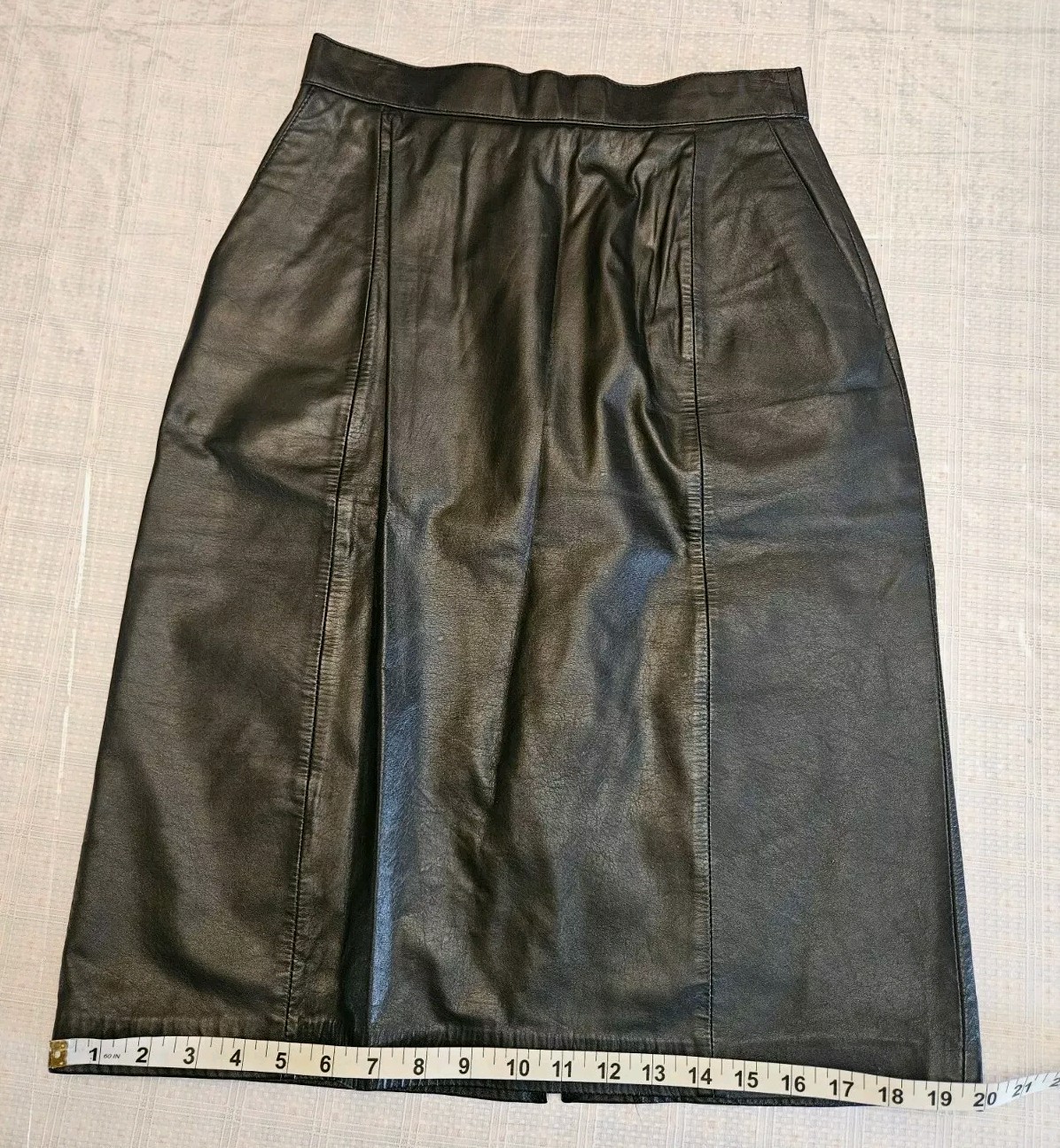 Vintage Wilsons Y2K Black Leather Pencil Slit Skirt (10) Punk Rock Grunge, Biker