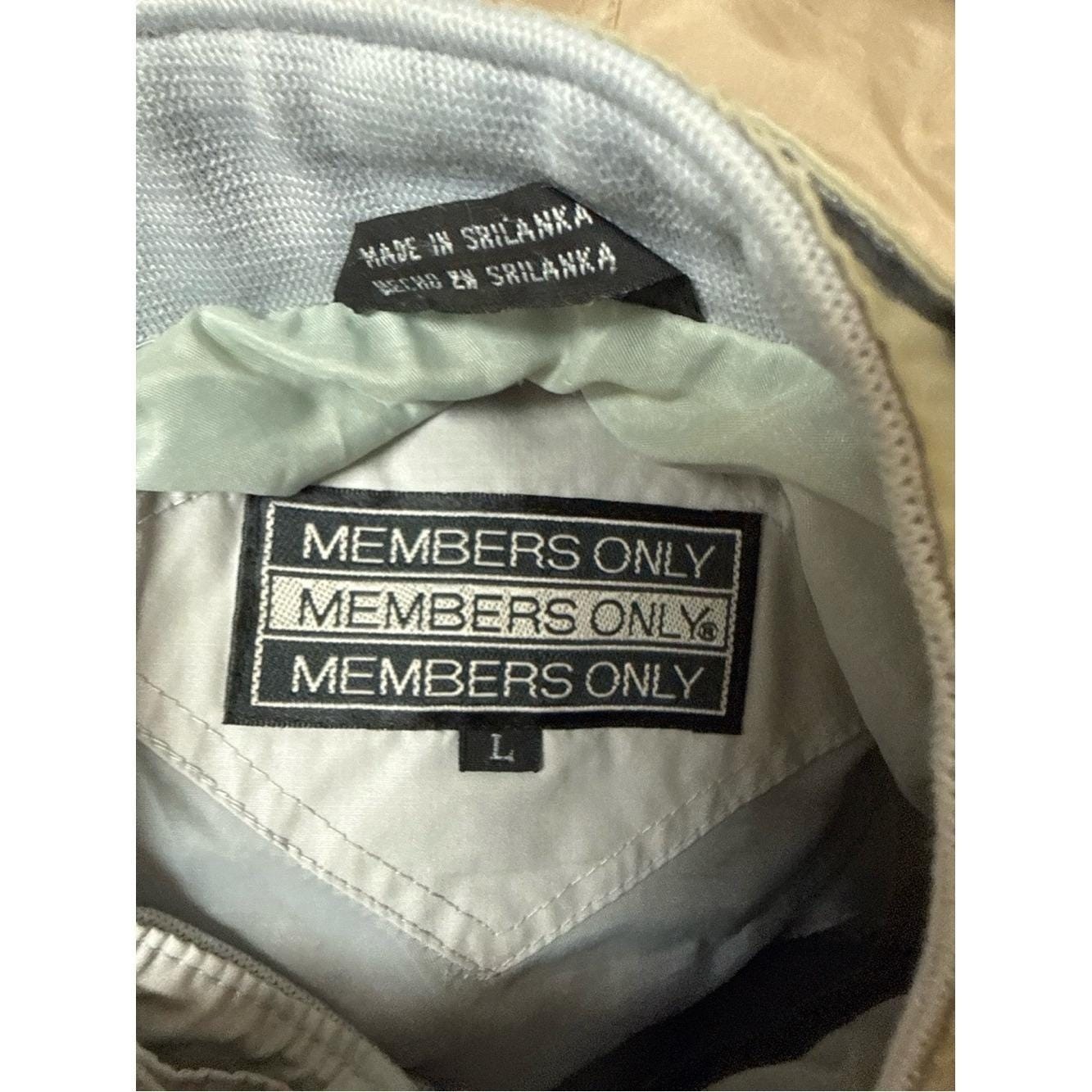 Vintage 90s Members Only L Silver Gray Racer Jacket Moto Indie Sleaze