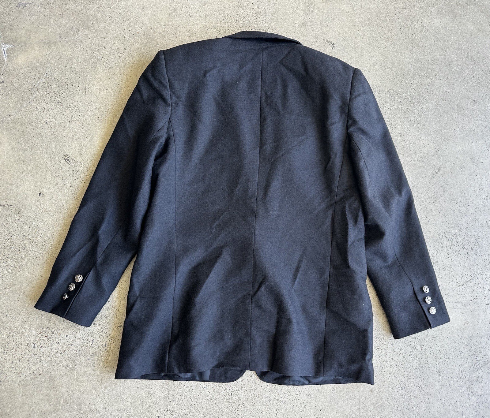 Vintage Giorgio Sant’Angelo Black 100% Pure New Wool Blazer Sz 13 Macedonia Made