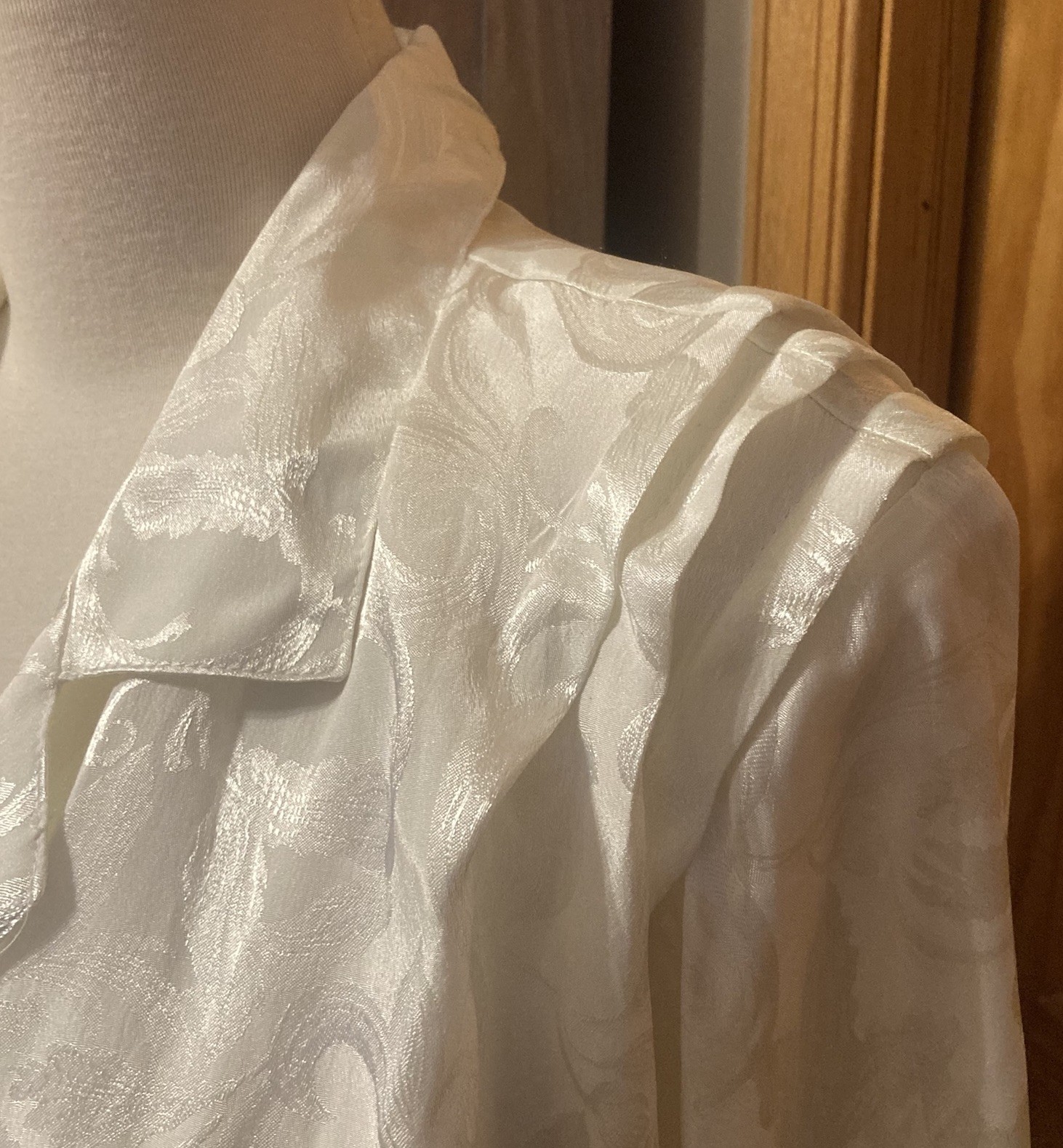 80s Vtg NEW Sateen Floral Career Blouse Shoulder Pads Pleated NOSWT Roaman’s A6