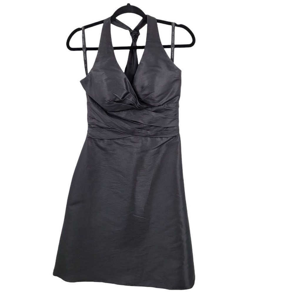Vtg 80s Bill Levkoff LBD Halter Dress XS Black Neck Tie Back Goth Designer Party