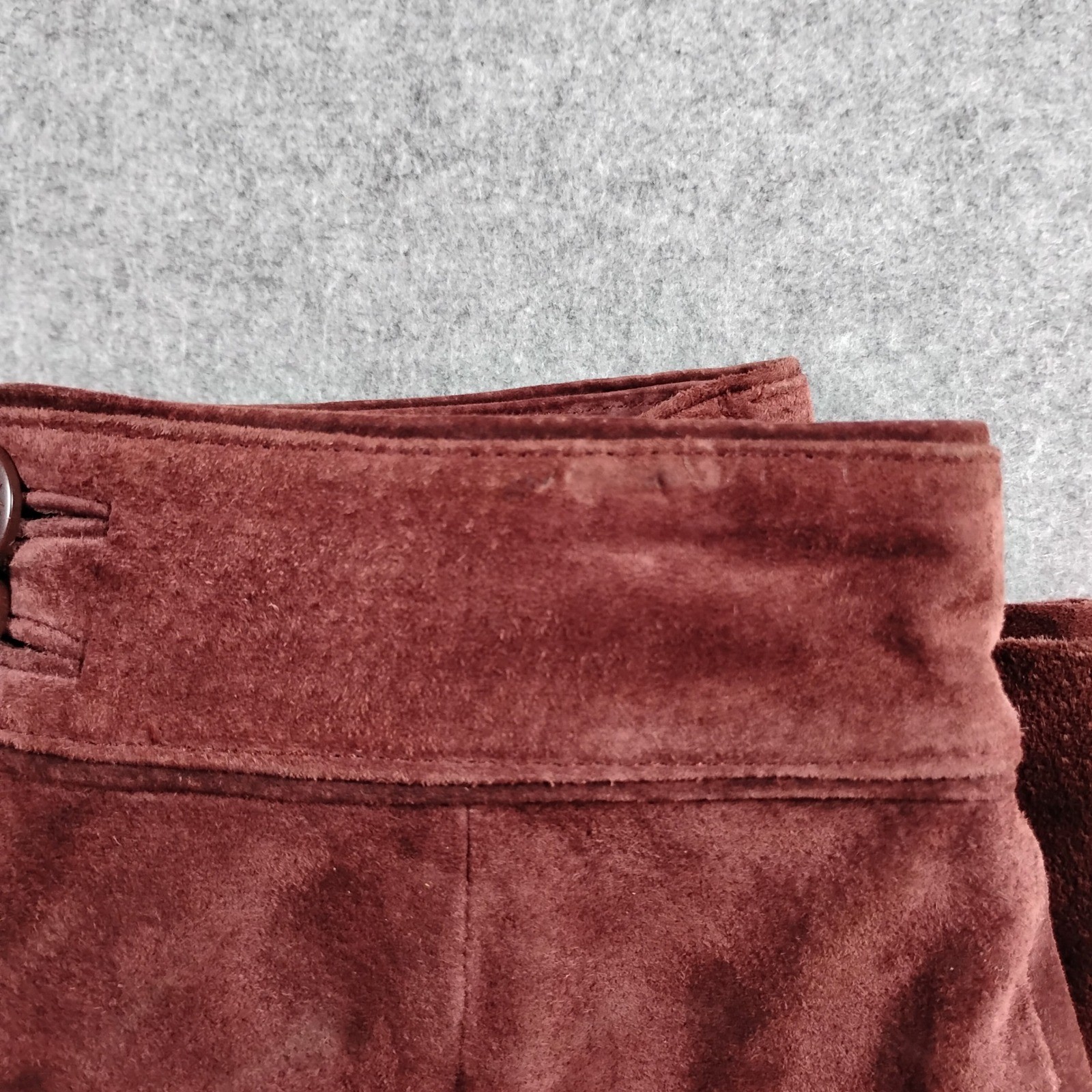 Maxima Wilsons Leather Suede A-Line Skirt Burgundy Maroon Vintage 90s Size 4