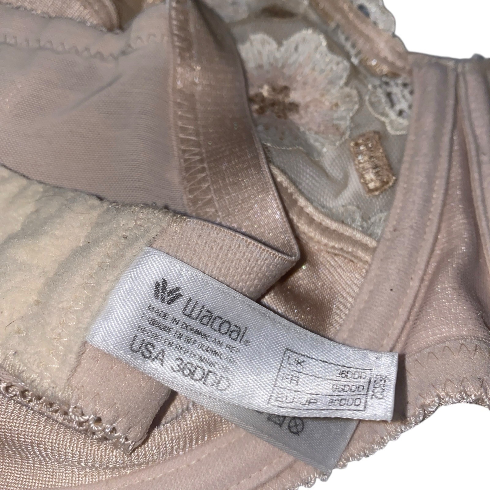 WACOAL 85532 Beige / Nude PRETTY & POLISHED Semi-Sheer UNDERWIRE BRA ~ 36DDD