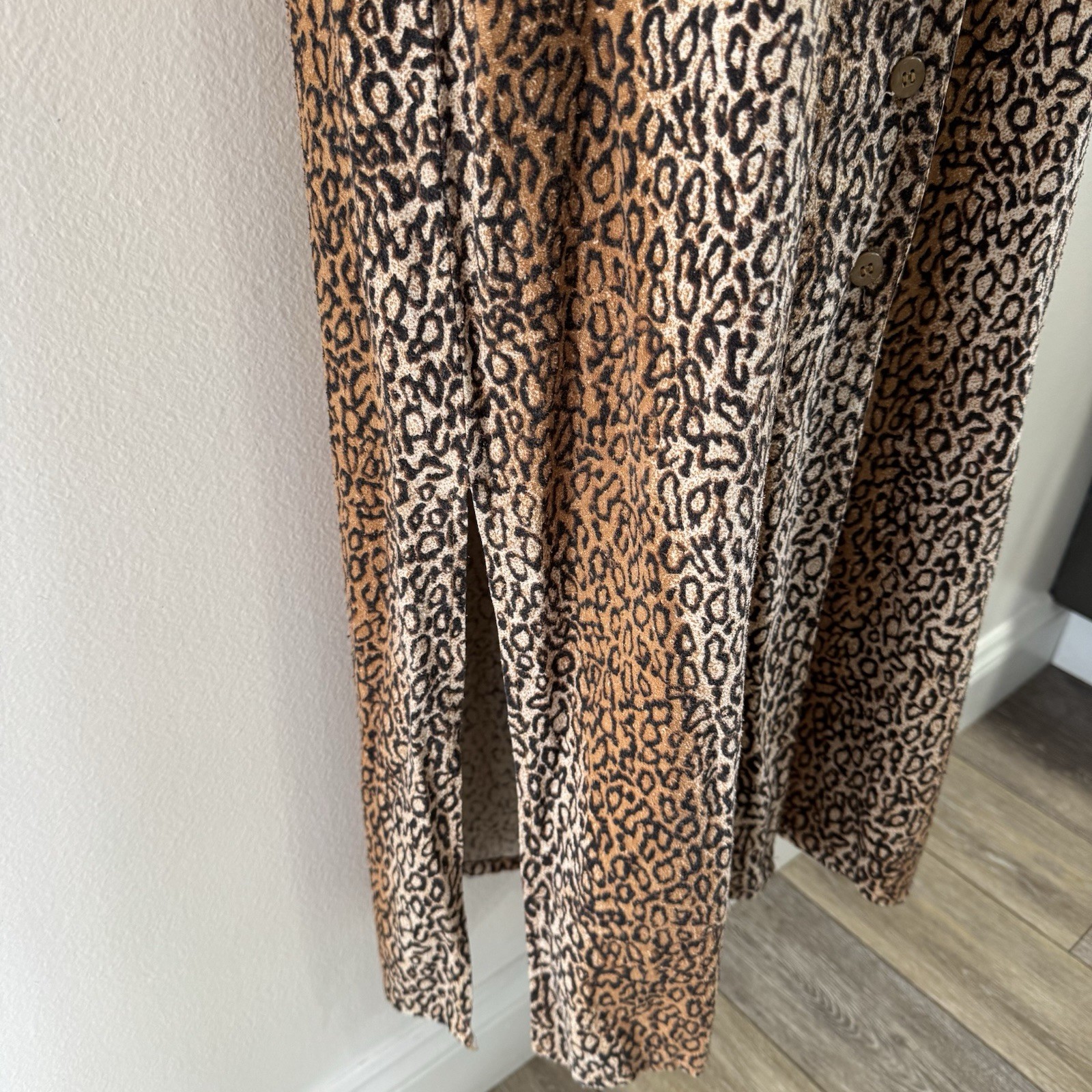 Vintage Y2K 90s Nick & Sarah Maxi Dress S Leopard 100% Raw Silk Grunge Punk