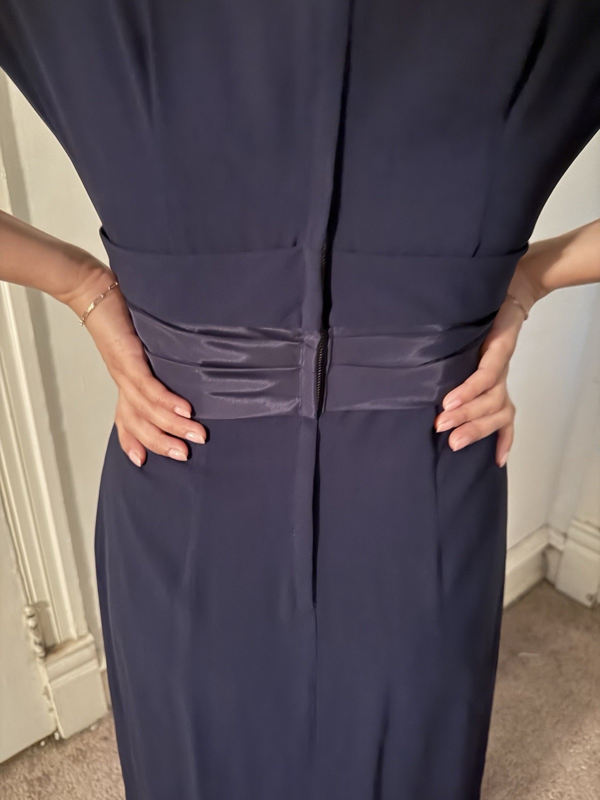 Authentic 1940’s Lora Lenox Dress Lined Navy Blue Cocktail Style Sz SMALL