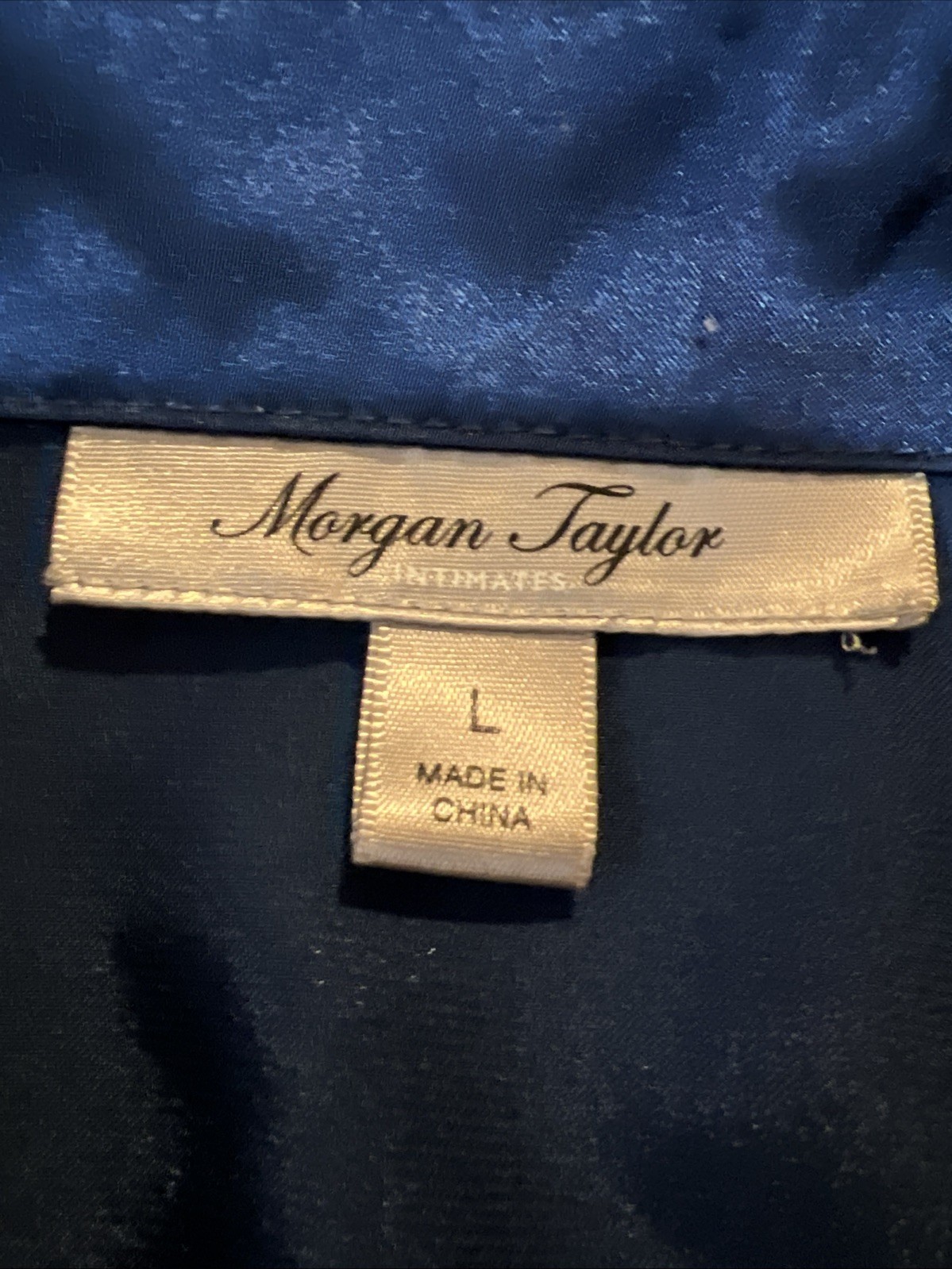 Morgan Taylor Intimates Glossy Satin Sleep Shirt Nightgown Navy Blue Large
