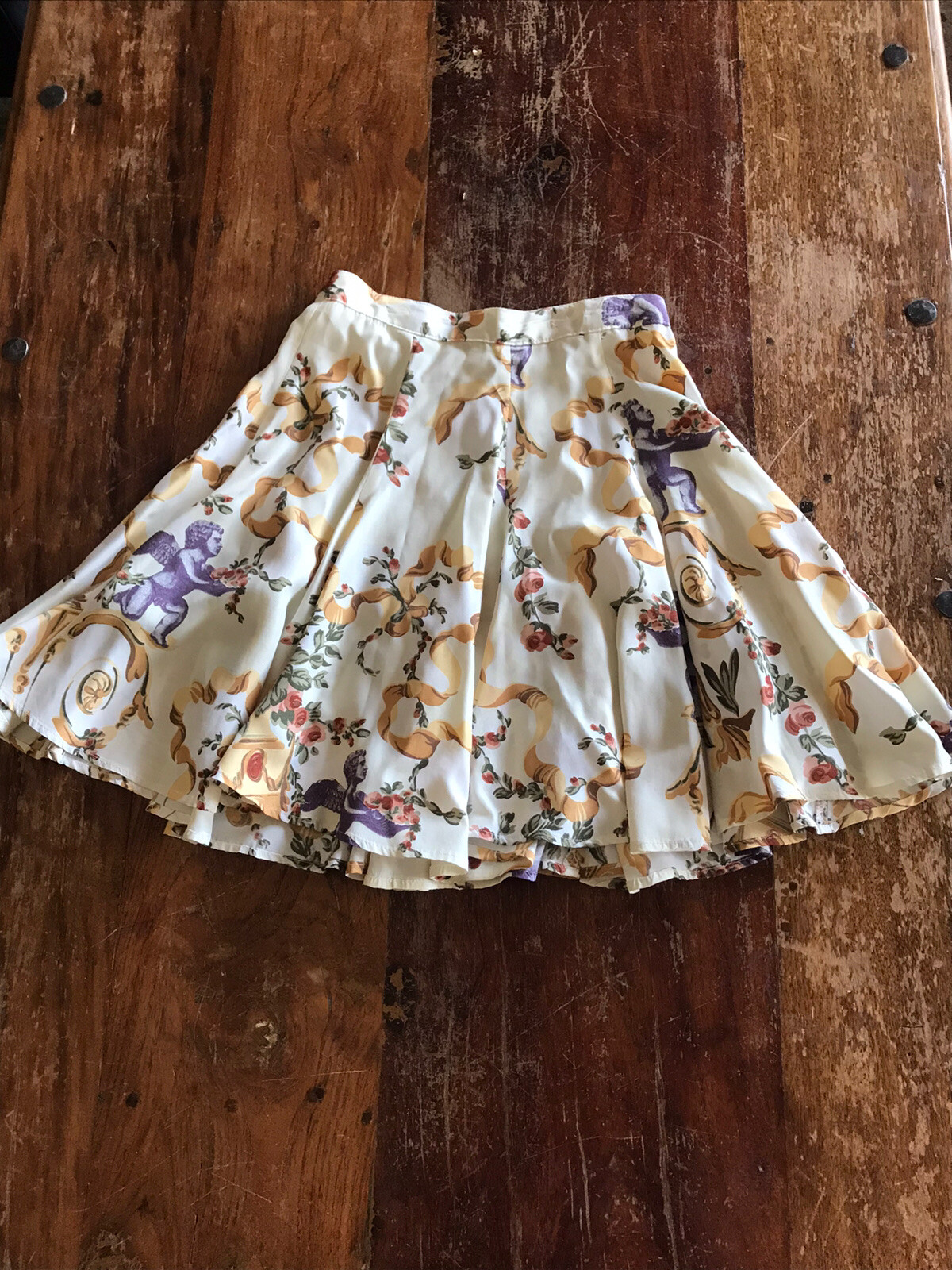 VTG 90s cupid skirt rare fabric unusual tennis style high waisted rayon skirt