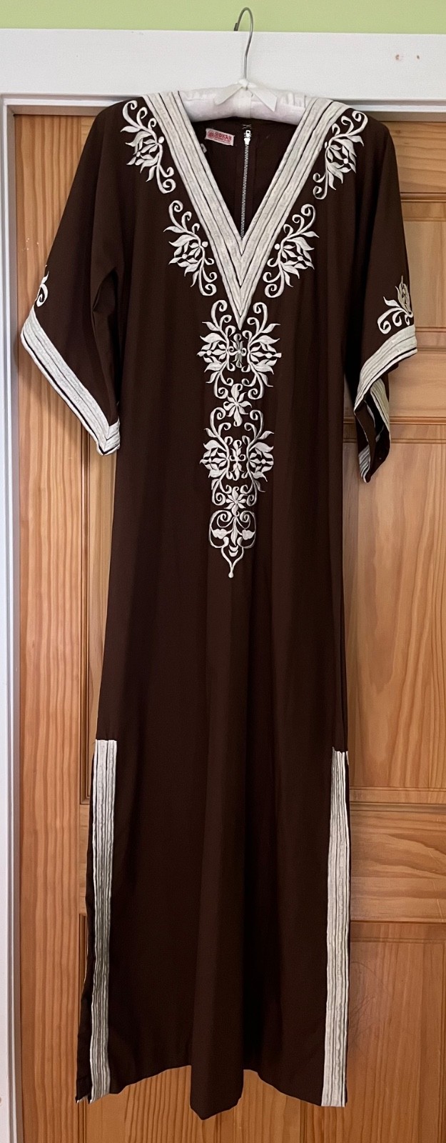 Caftan Tunic Dress – Rosas Artcraft – brown sz 8 – Vintage