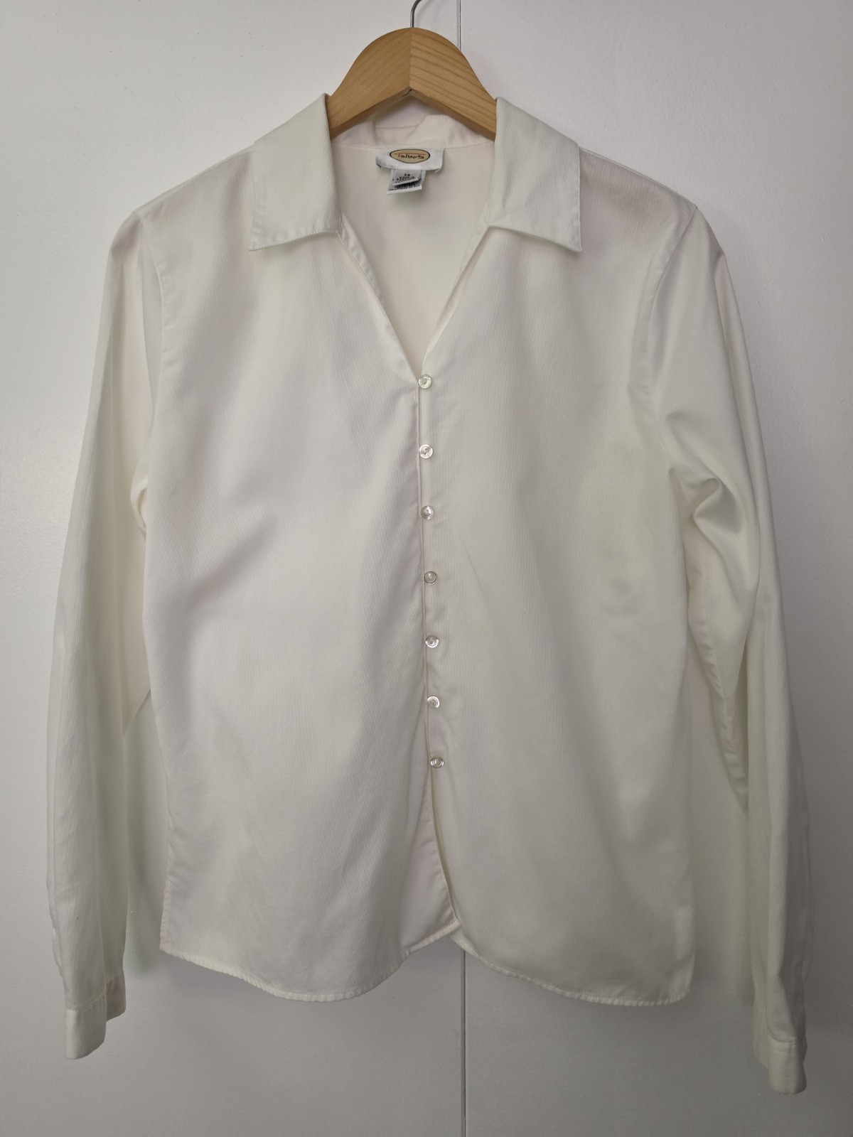 Vintage ’90s Talbots Woven White Button Up Collared Shirt Long Sleeve Size 14