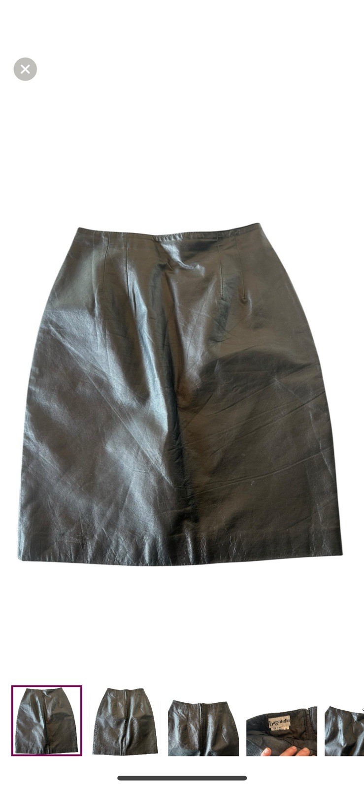 Vintage 1980s Bagatelle Black Soft Genuine Leather Pencil Straight Skirt Small