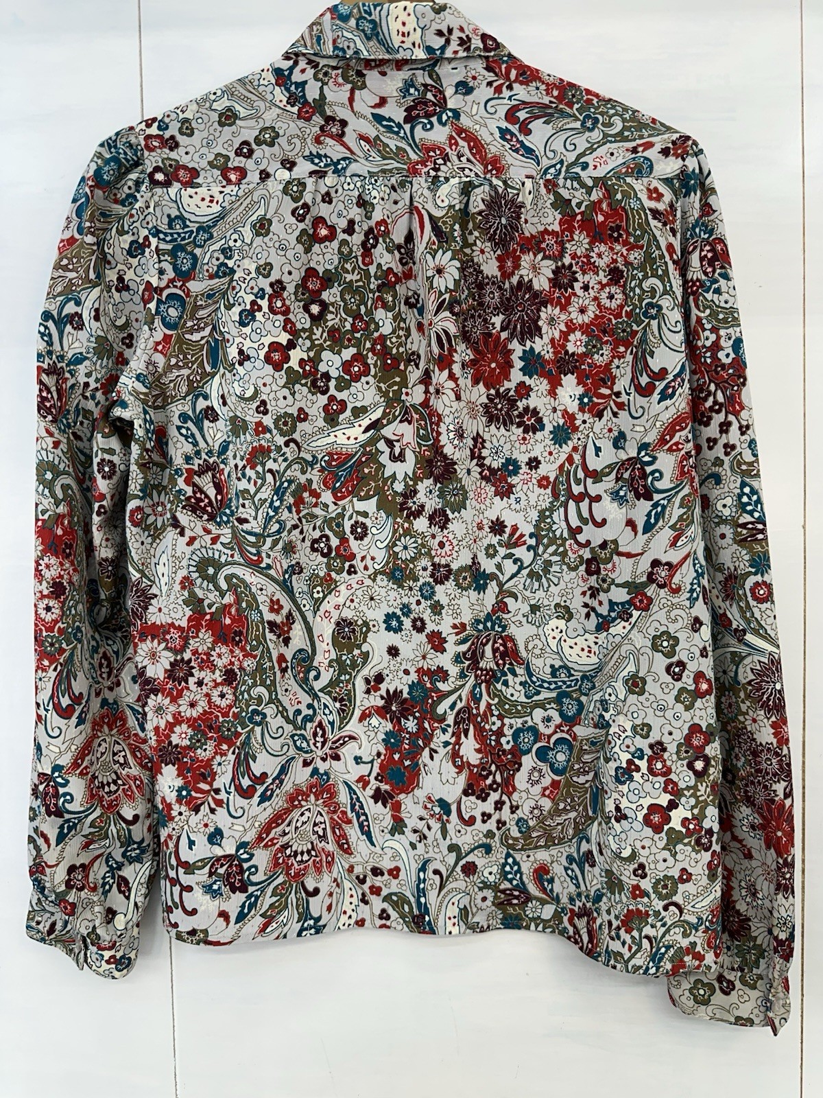 VTG Pykettes Womans Floral Paisley Blouse Boho Retro 70s Taiwan ROC 16 READ