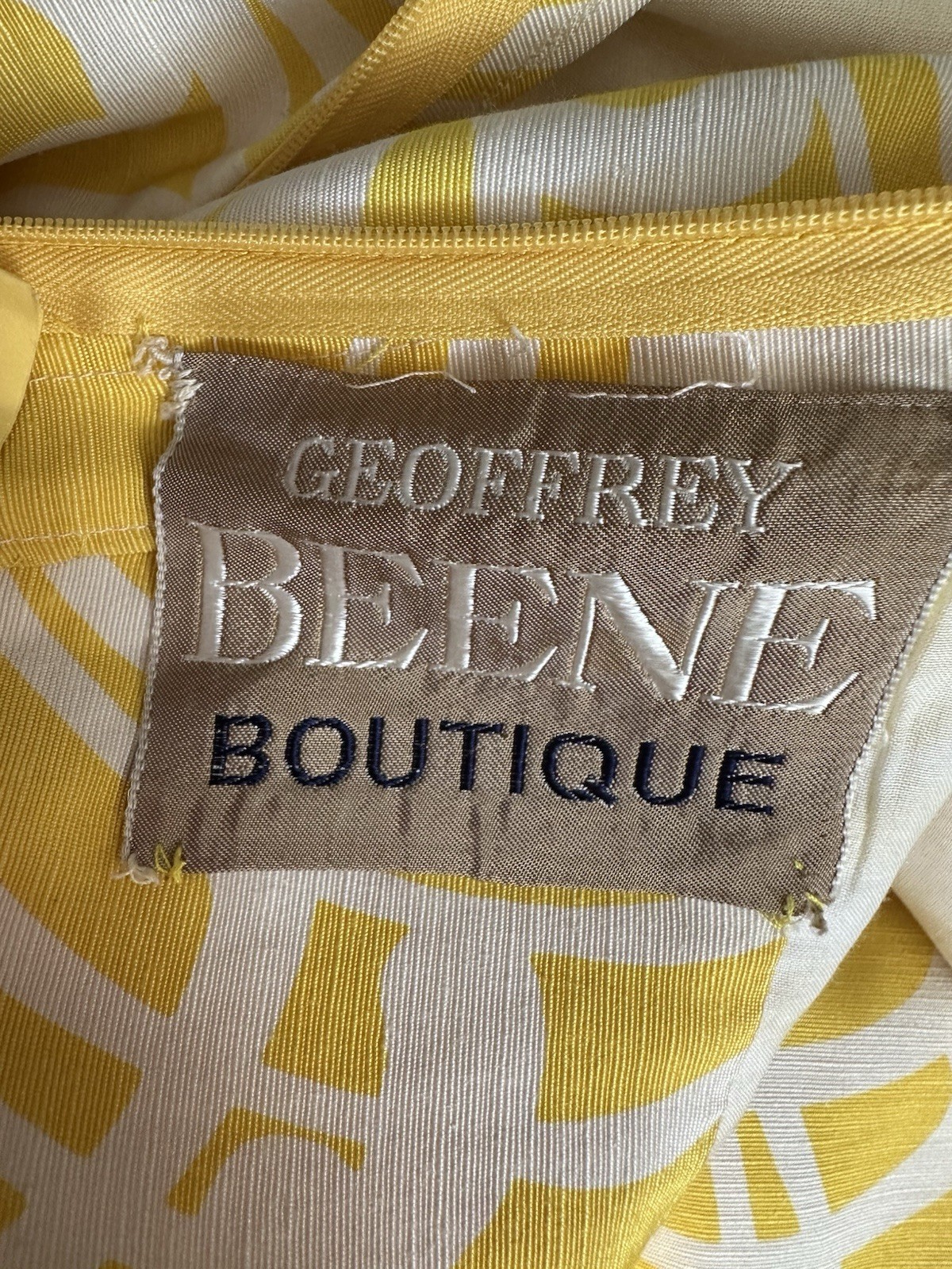 Geoffrey Beene Boutique 1970’s Yellow Maxi Dress Open Bow Back Pockets